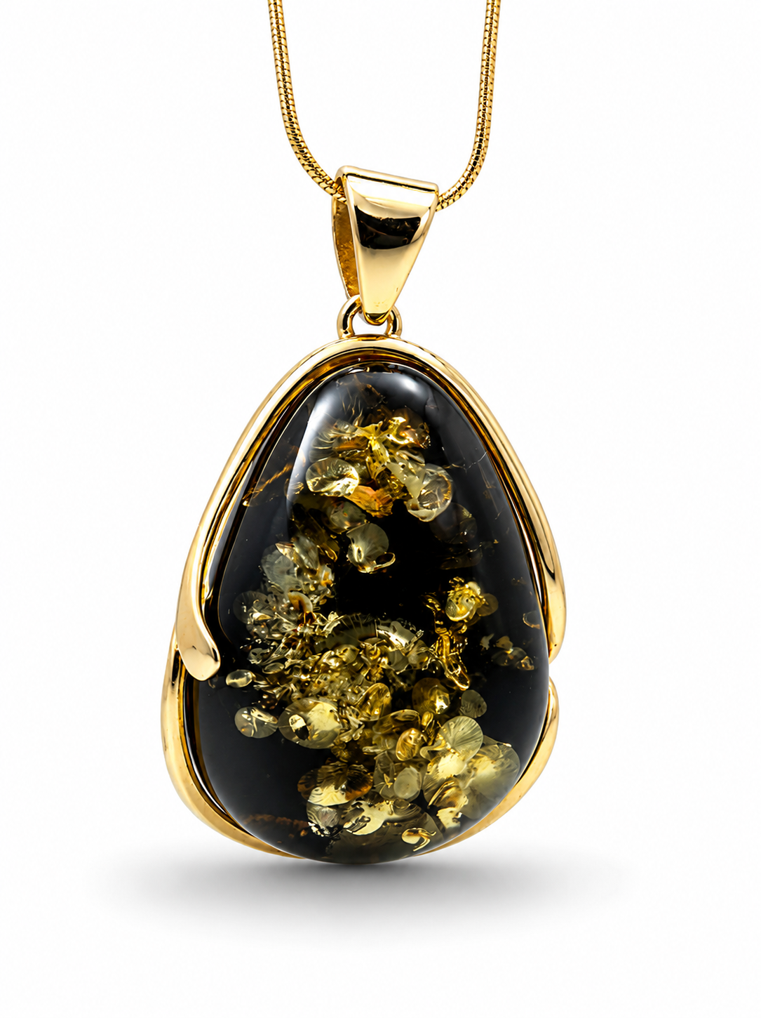 Baltic Amber Green Pendant Necklace