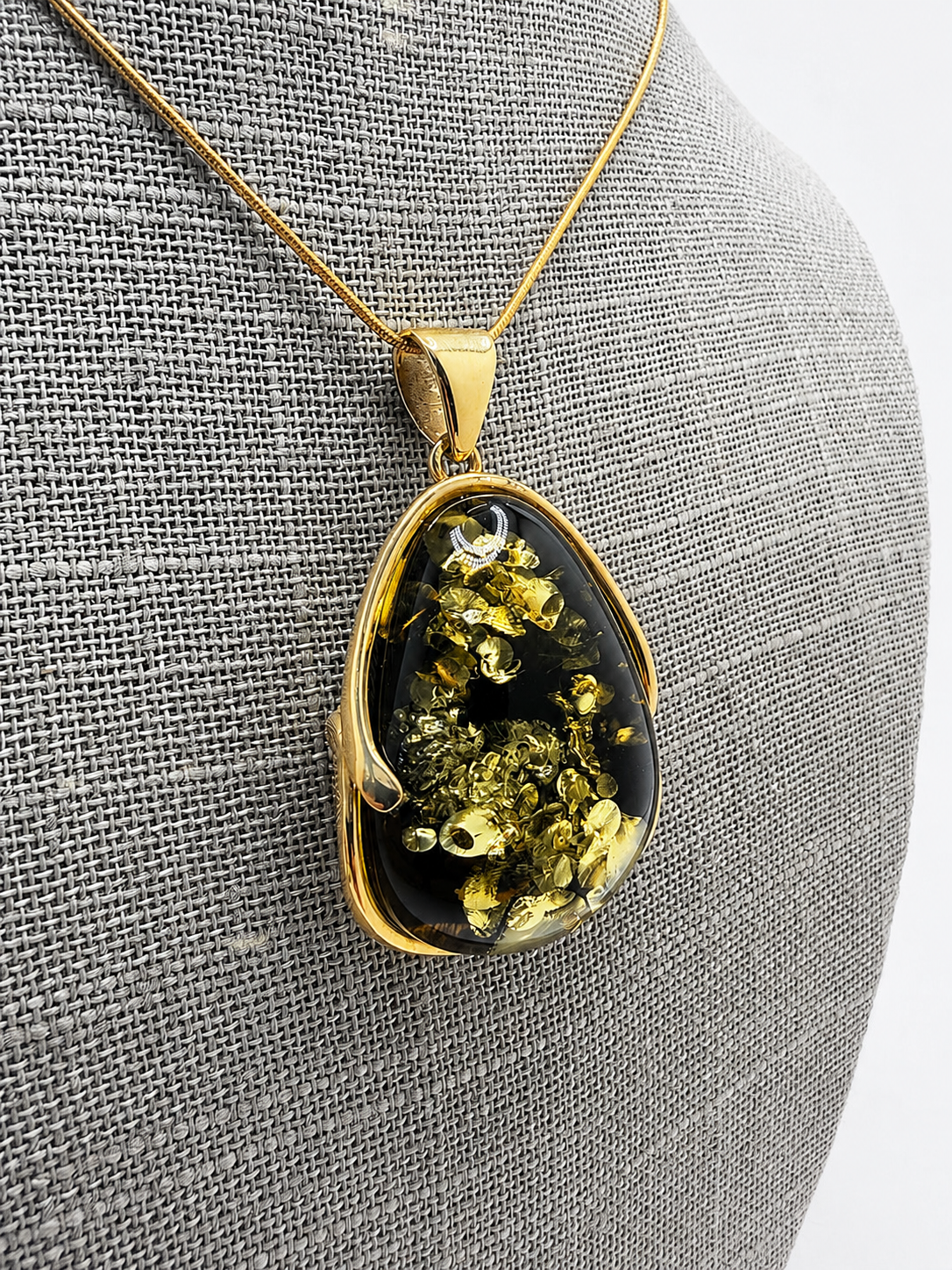 Baltic Amber Green Pendant Necklace