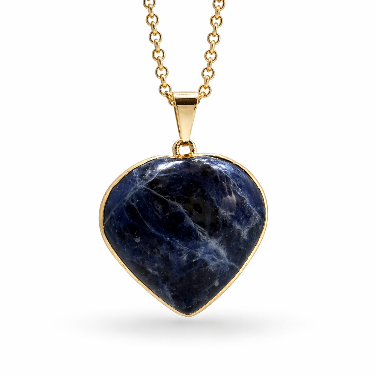 Handmade Brazil Gemstone Heart Necklace – Rose Quartz, Amethyst or Lapis Lazuli – Gold Plated Chain – Natural Stone Jewelry Gift