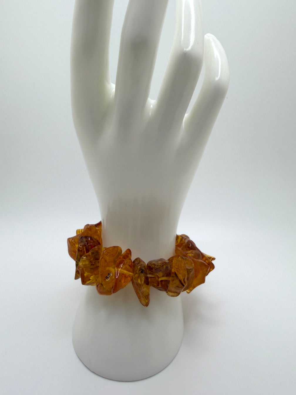 Handmade Genuine Baltic Amber Honey Chunk Stretch Bracelet – Natural Organic Amber Jewelry, One of a Kind