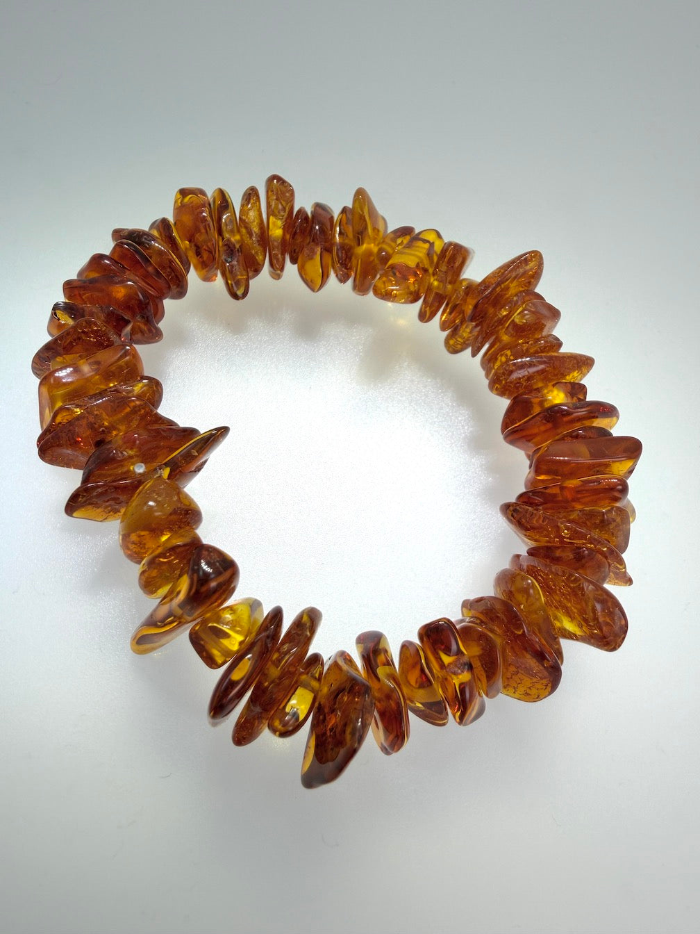 Handmade Genuine Baltic Amber Stretch Bracelet – Honey or Multicolor Butterscotch, Honey & Cherry Amber