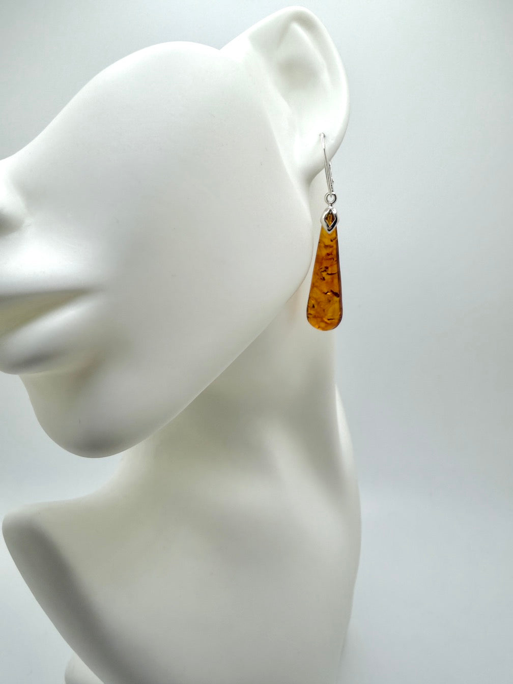 Handmade Honey Baltic Amber Teardrop Earrings | Sterling Silver Lever Back | Lightweight Everyday Baltic Amber Jewelry