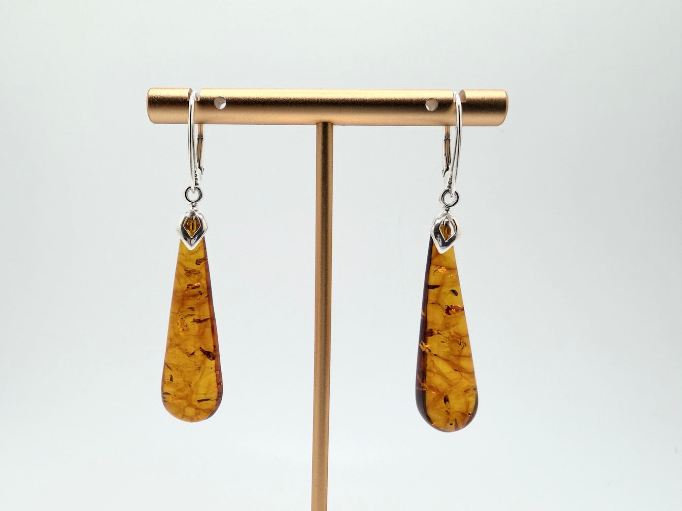 Handmade Honey Baltic Amber Teardrop Earrings | Sterling Silver Lever Back | Lightweight Everyday Baltic Amber Jewelry