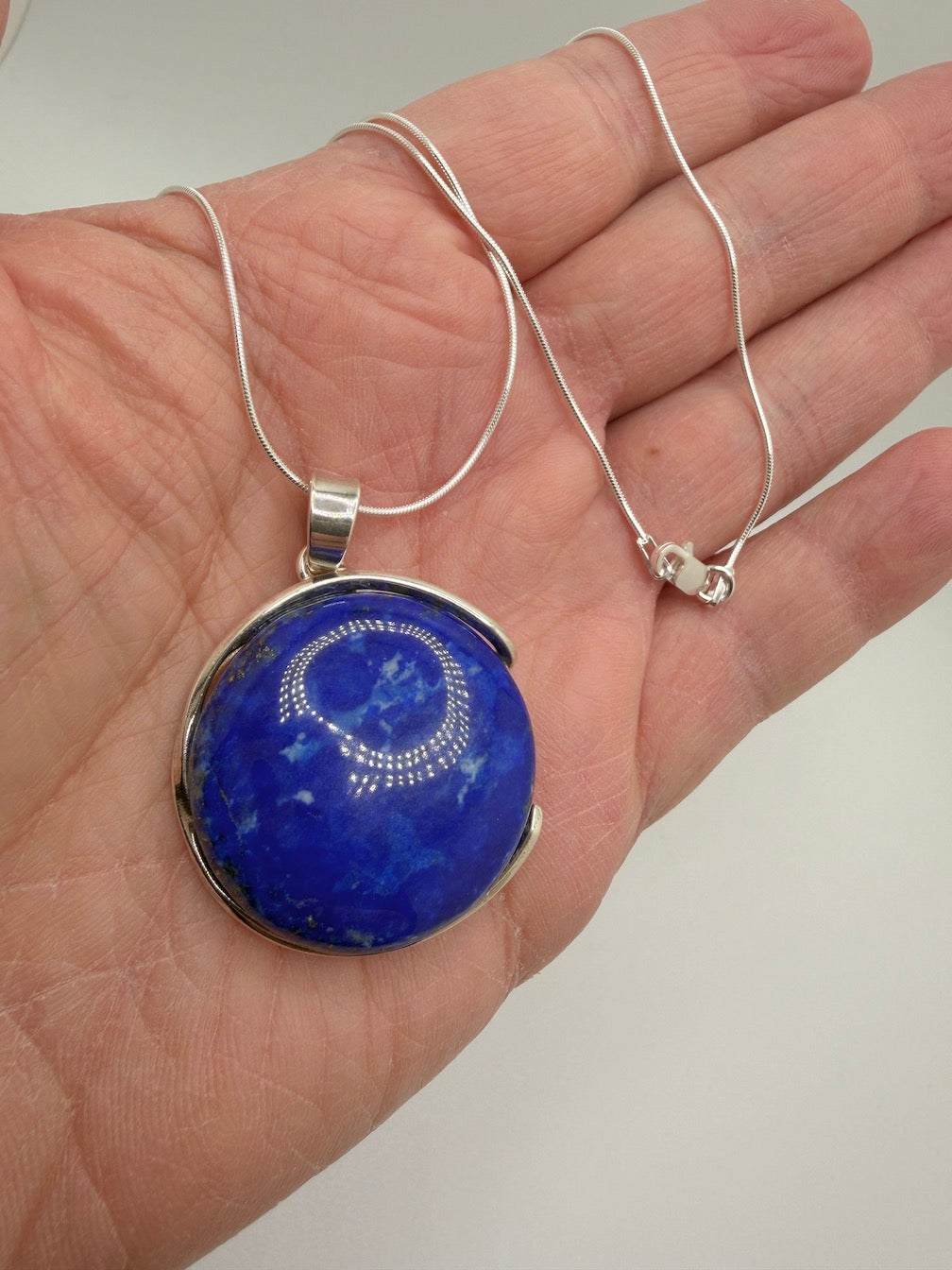 Handmade Lapis Lazuli Pendant & Earring Set | Sterling Silver | Made in Poland | Snake Chain Necklace