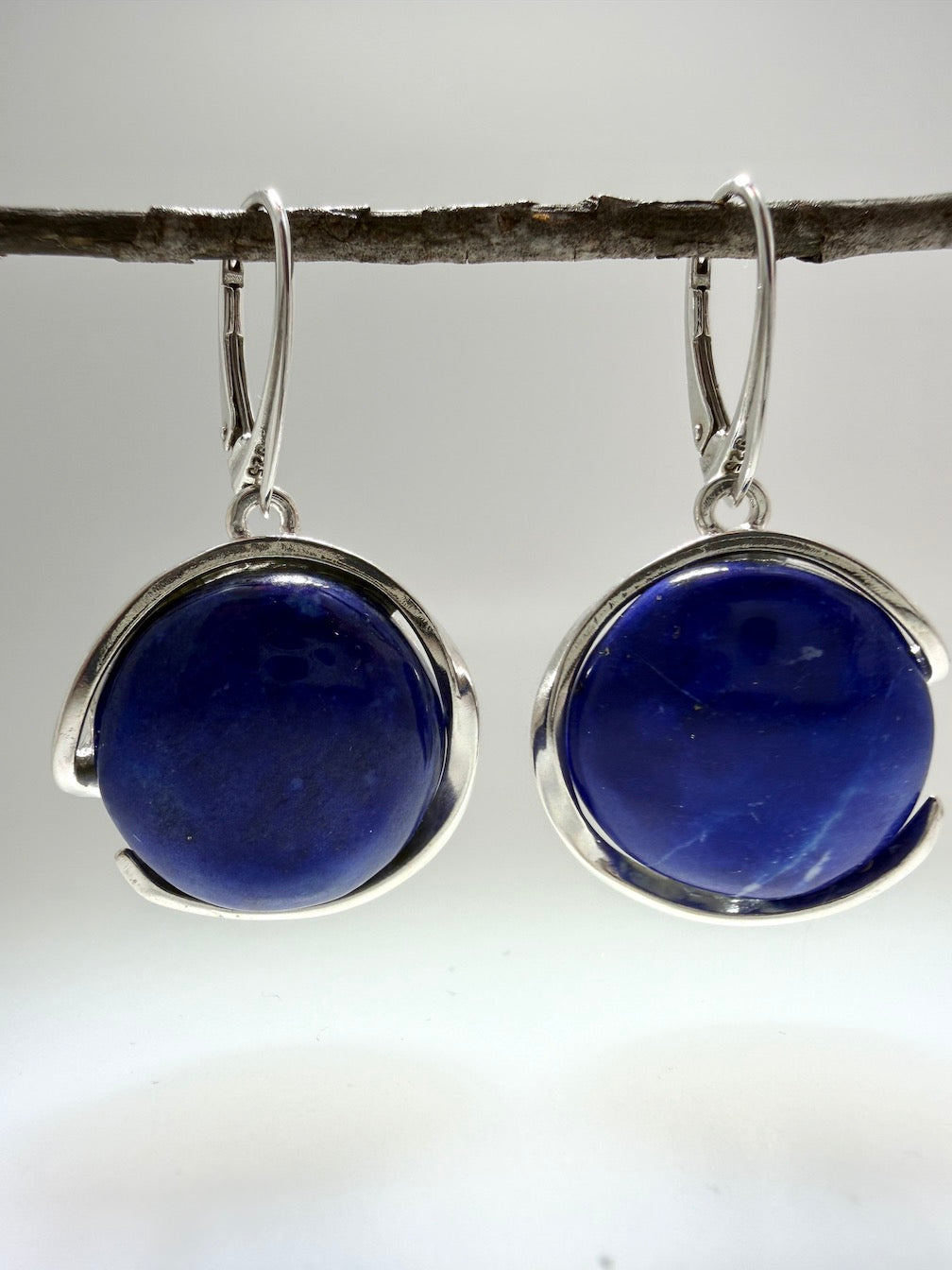 Handmade Lapis Lazuli Pendant & Earring Set | Sterling Silver | Made in Poland | Snake Chain Necklace