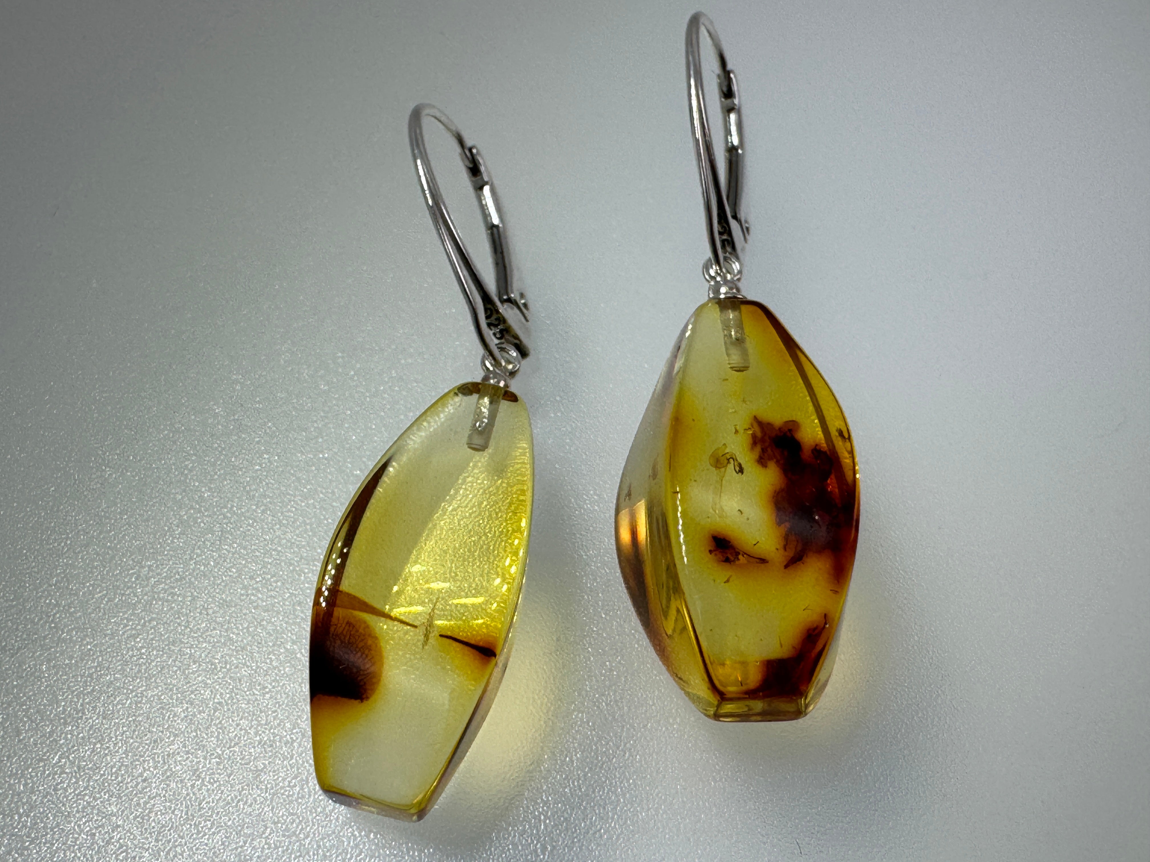 Handmade Lemon Baltic Amber Drop Earrings – Sterling Silver Lever Back