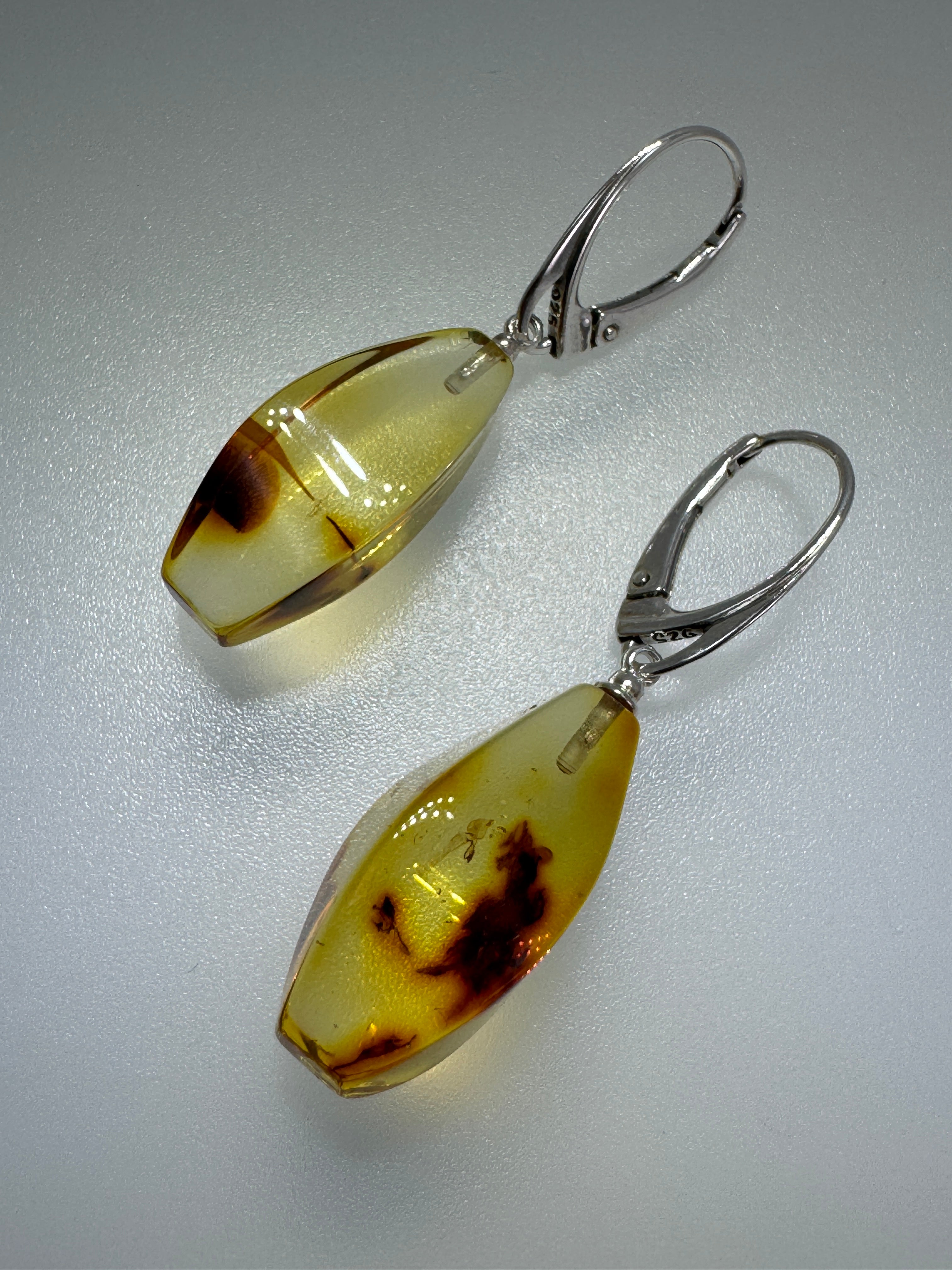 Handmade Lemon Baltic Amber Drop Earrings – Sterling Silver Lever Back