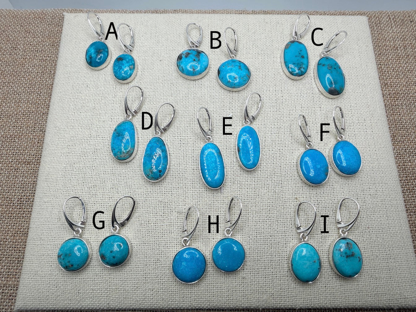 Handmade Sleeping Beauty Turquoise Drop Earrings | Sterling Silver | Made in Poland