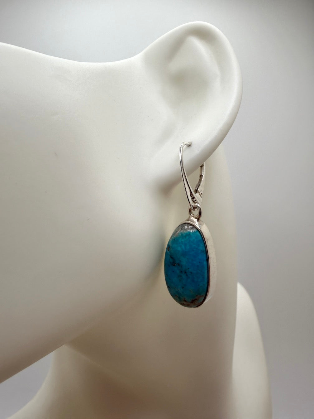 Handmade Sleeping Beauty Turquoise Drop Earrings | Sterling Silver | Made in Poland