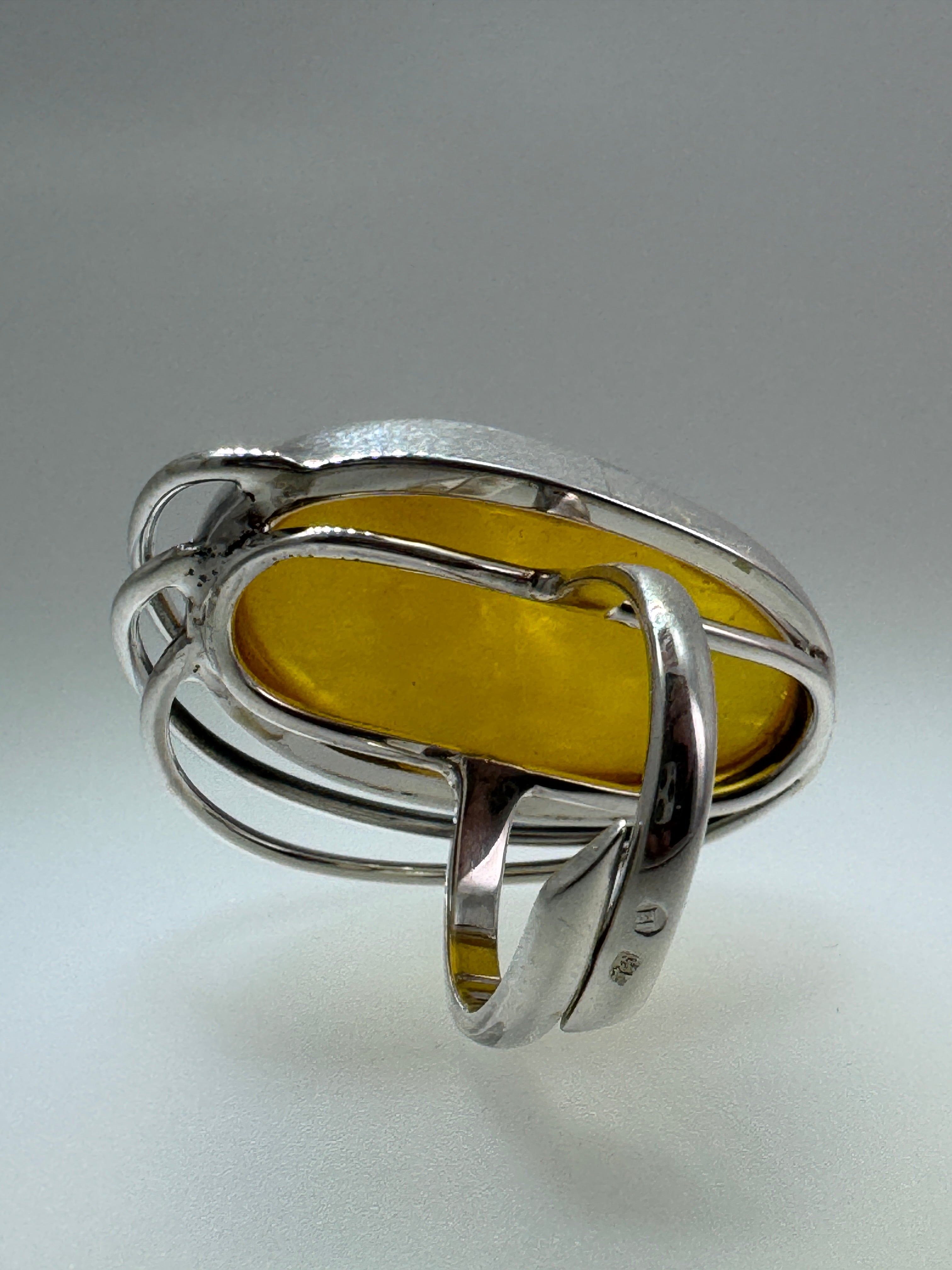 Handmade Sterling Silver Butterscotch Baltic Amber Ring – Adjustable Open Shank Polish Design