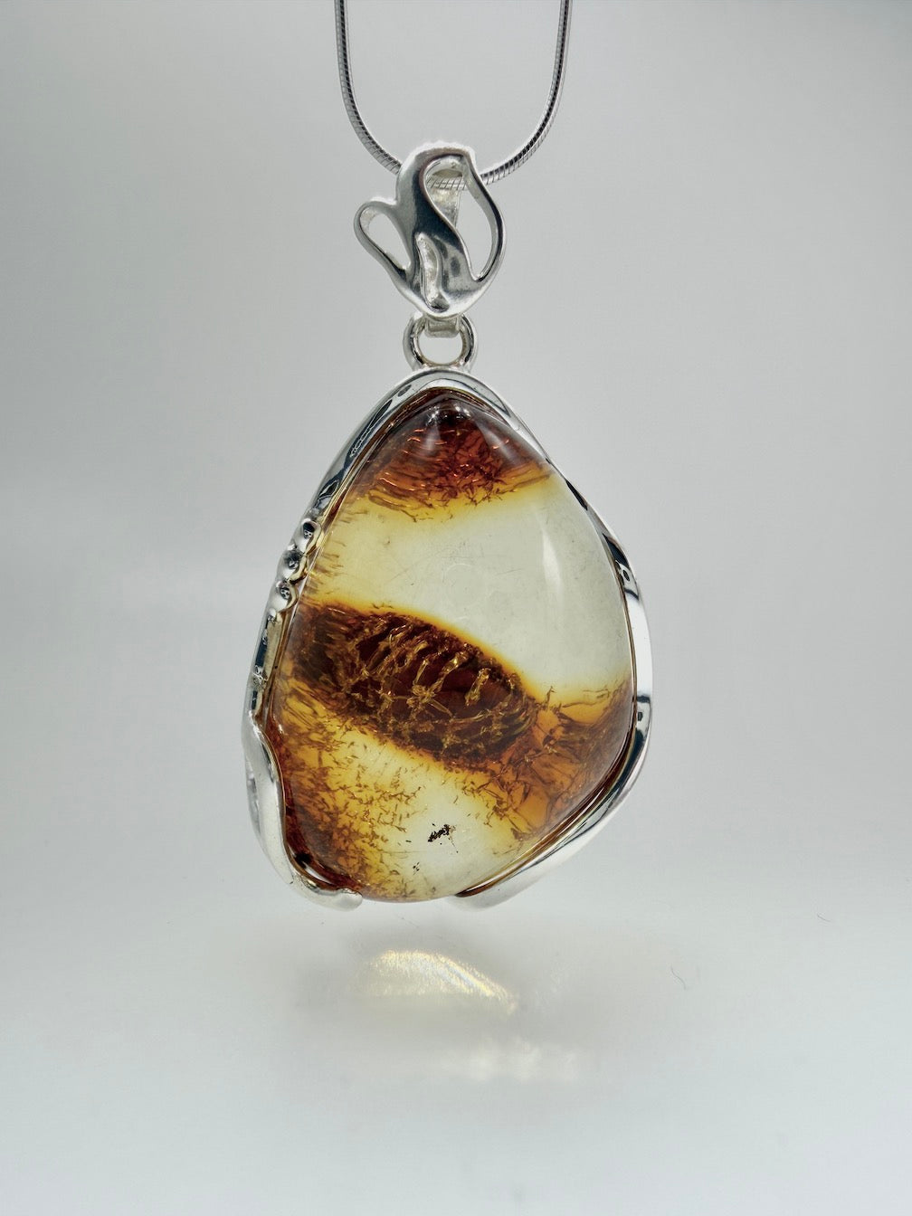 Handmade Sterling Silver Lemon Baltic Amber Pendant | Rare Clear Amber with Natural Inclusions