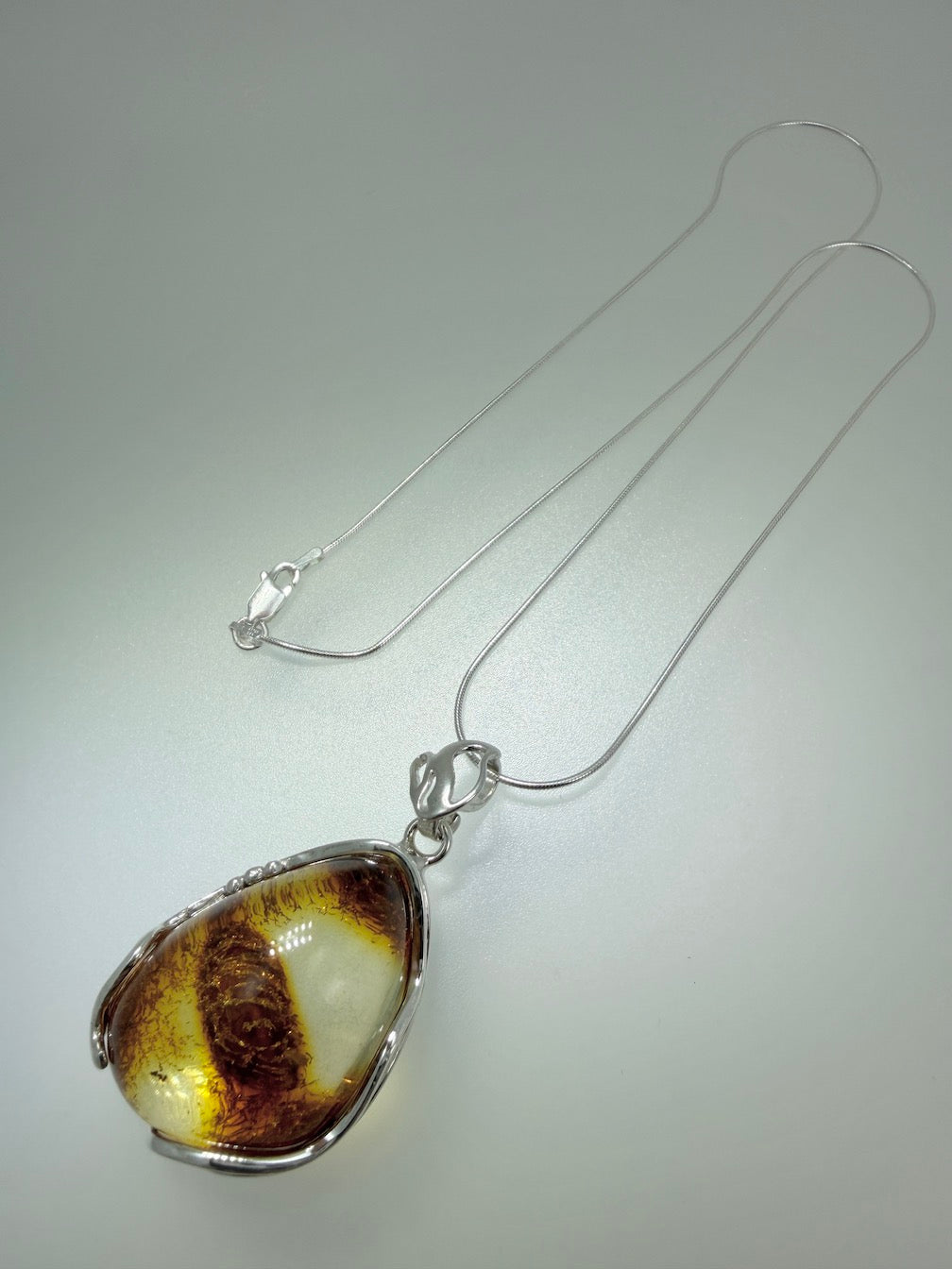 Handmade Sterling Silver Lemon Baltic Amber Pendant | Rare Clear Amber with Natural Inclusions