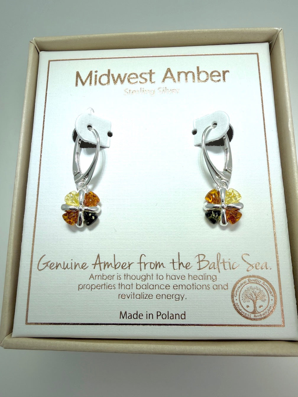 Handmade Sterling Silver Multicolor Baltic Amber Crisscross Drop Lever Back Earrings | Cognac Green Lemon | Everyday Lightweight Earrings