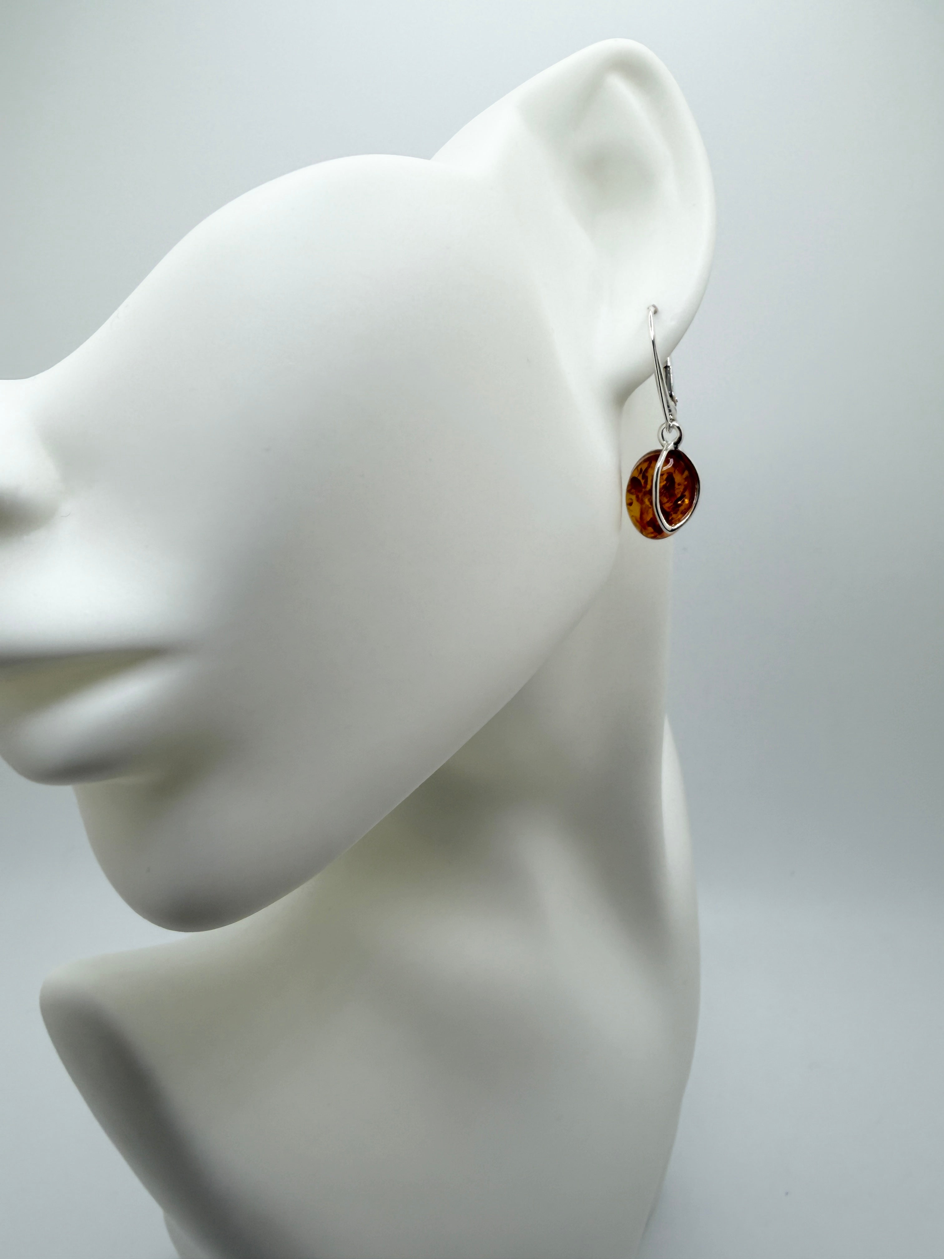 Handmade Sterling Silver & Genuine Baltic Amber Drop Lever Back Earrings – Honey Glow Perfection