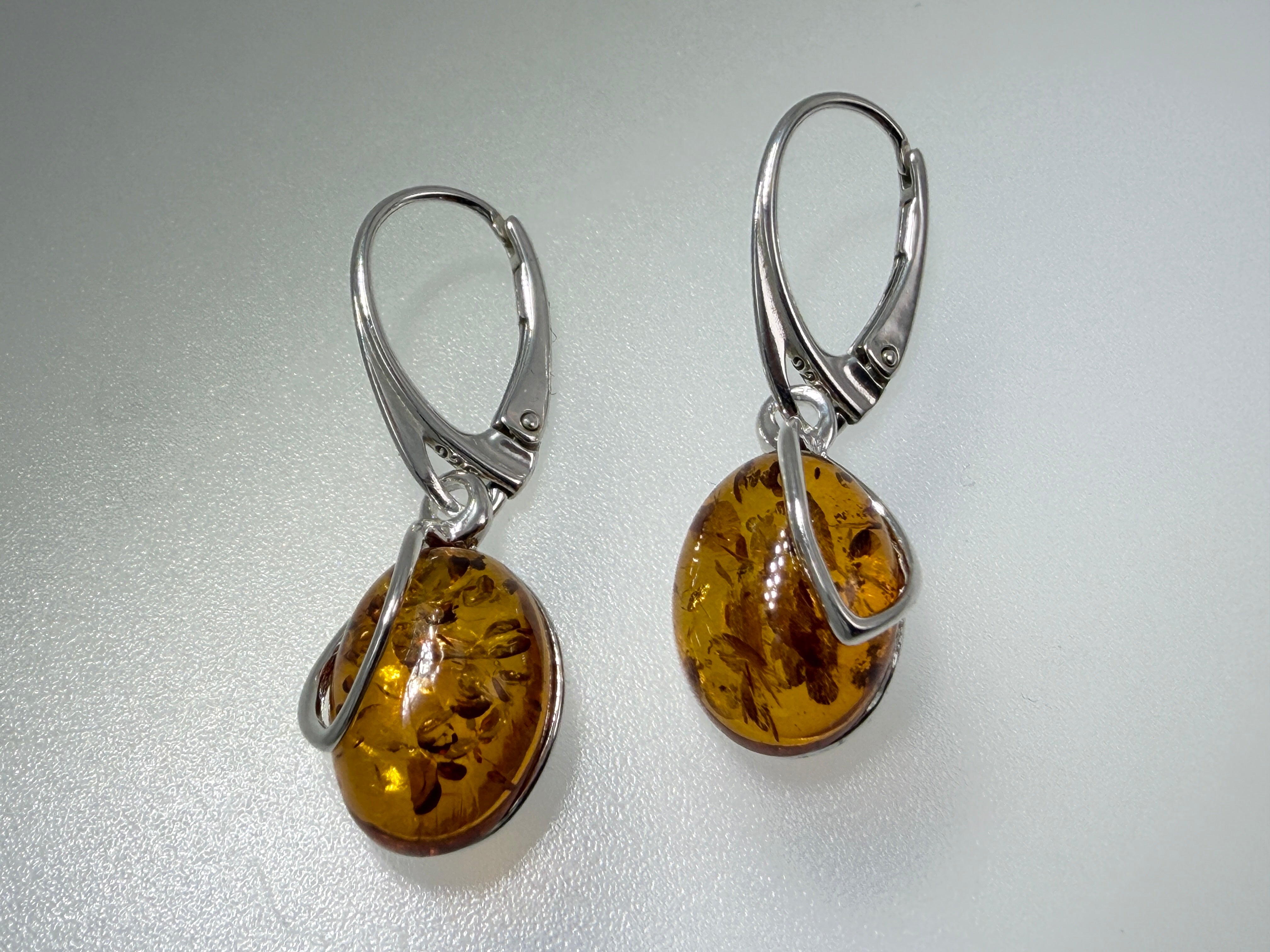 Handmade Sterling Silver & Genuine Baltic Amber Drop Lever Back Earrings – Honey Glow Perfection