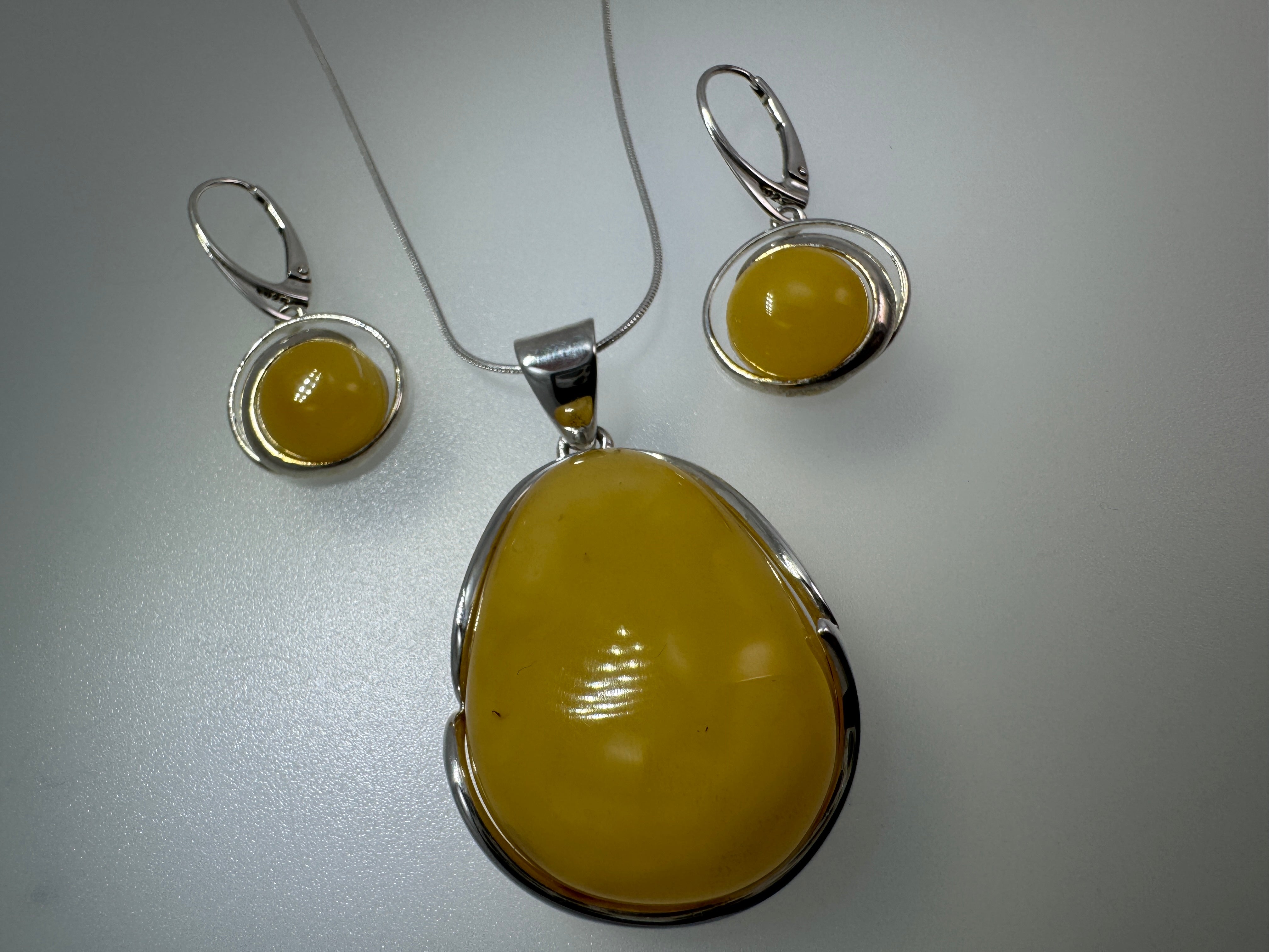Handmade Sterling Silver & Genuine Butterscotch Baltic Amber Dangle Lever Back Earrings