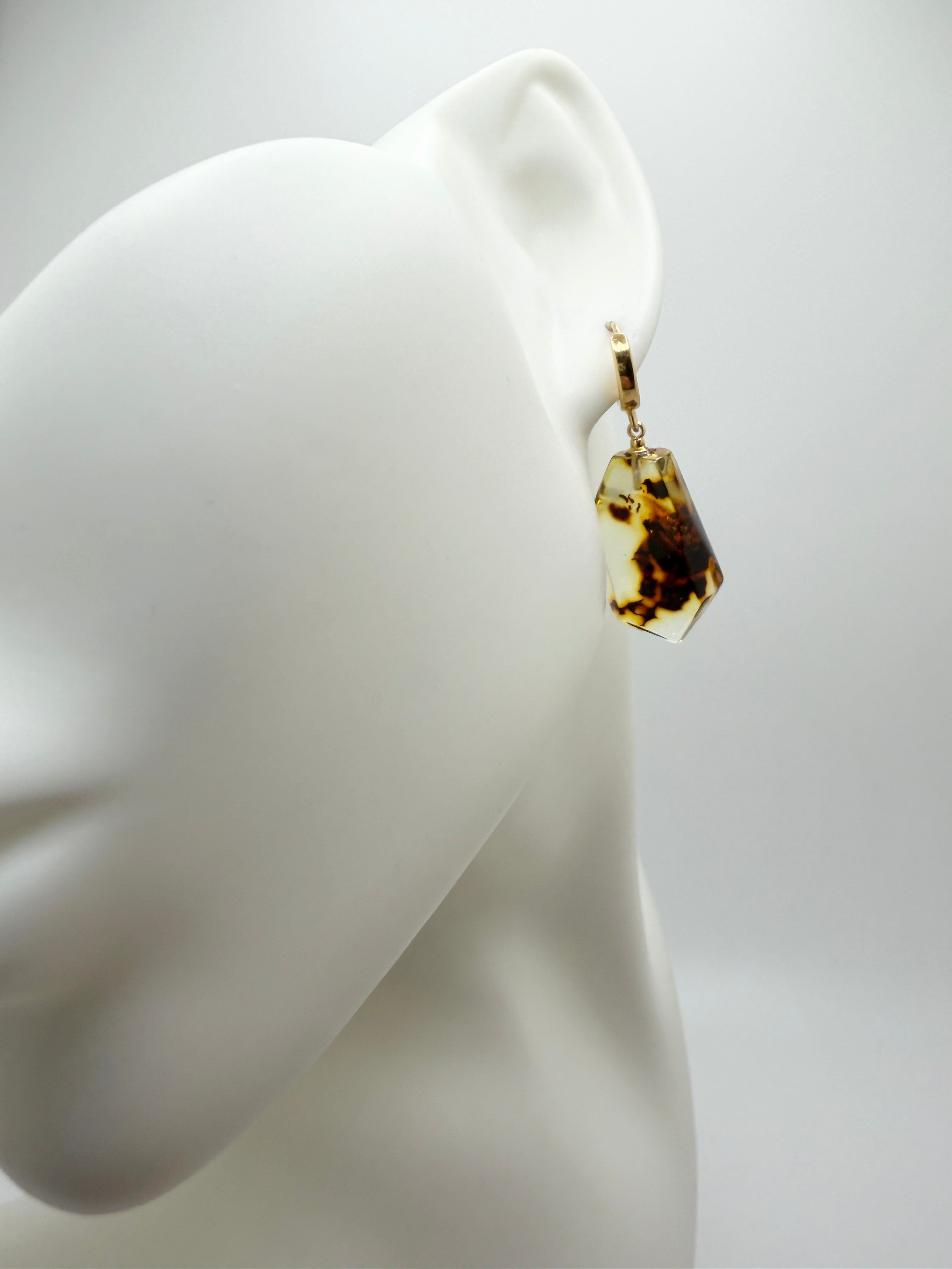 Handmade Sterling Silver & Lemon Baltic Amber Drop Earrings – Secure Gold Plated French Clasp – Natural Variations – One of a Kind