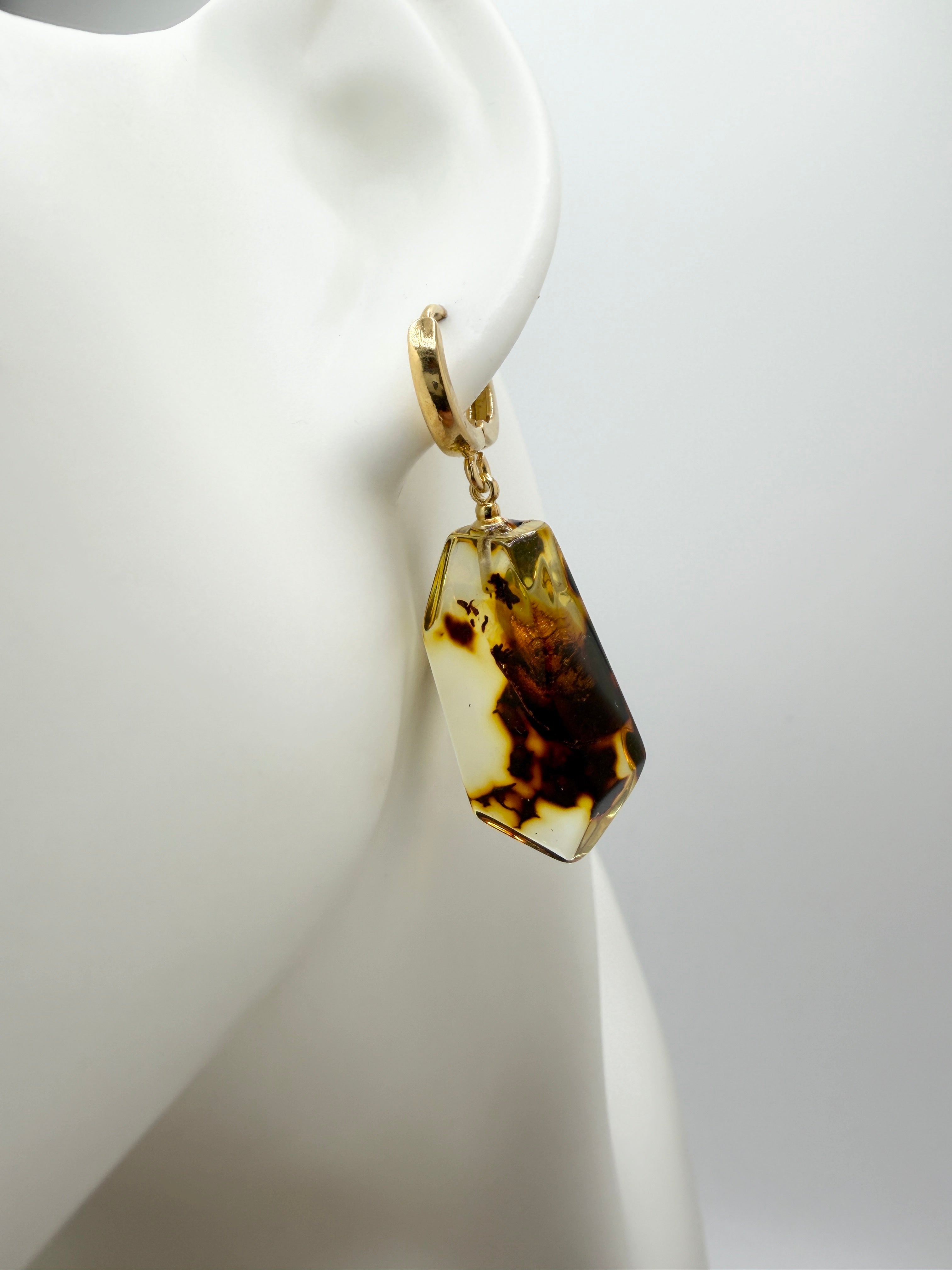 Handmade Sterling Silver & Lemon Baltic Amber Drop Earrings – Secure Gold Plated French Clasp – Natural Variations – One of a Kind