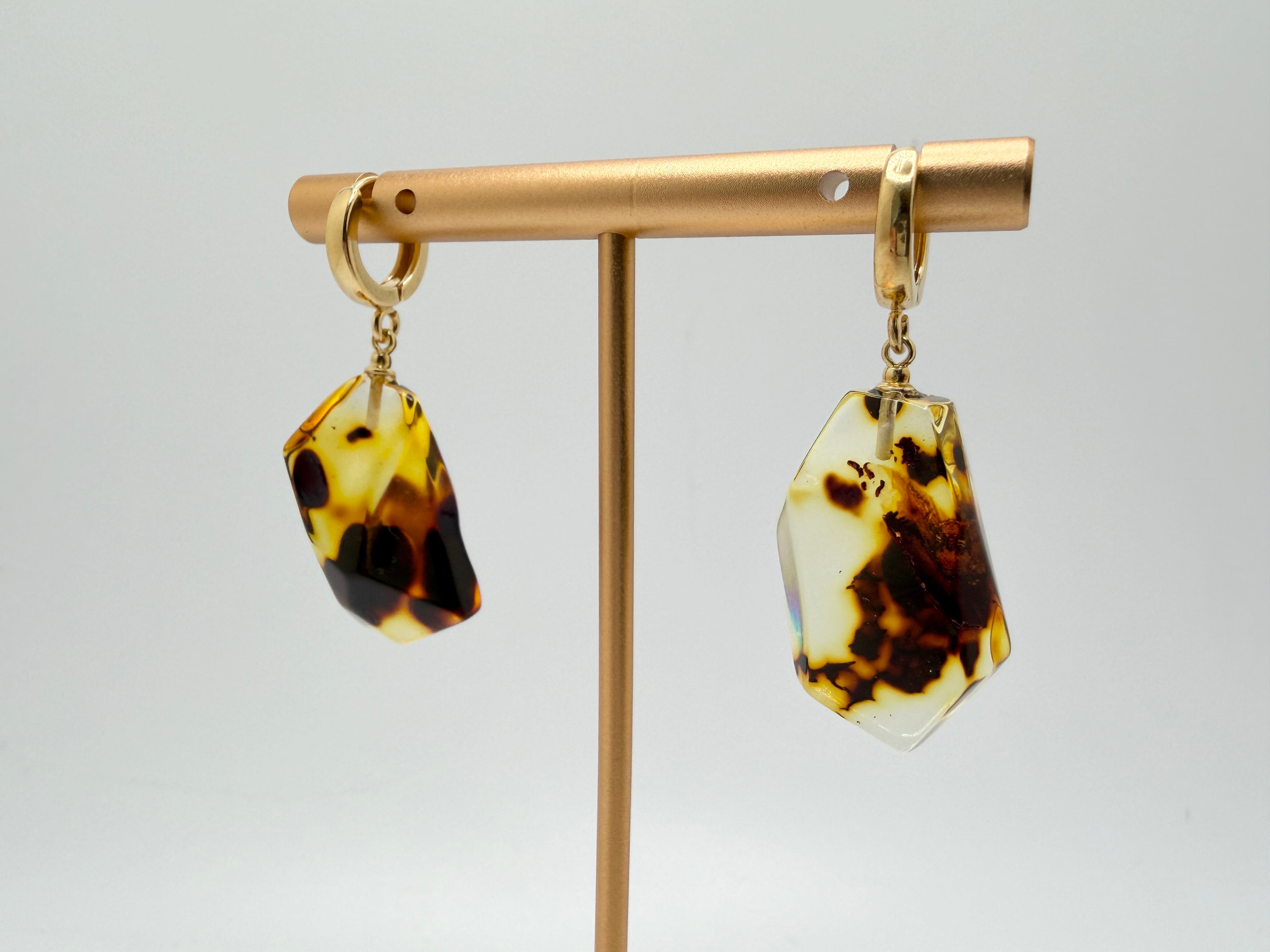 Handmade Sterling Silver & Lemon Baltic Amber Drop Earrings – Secure Gold Plated French Clasp – Natural Variations – One of a Kind