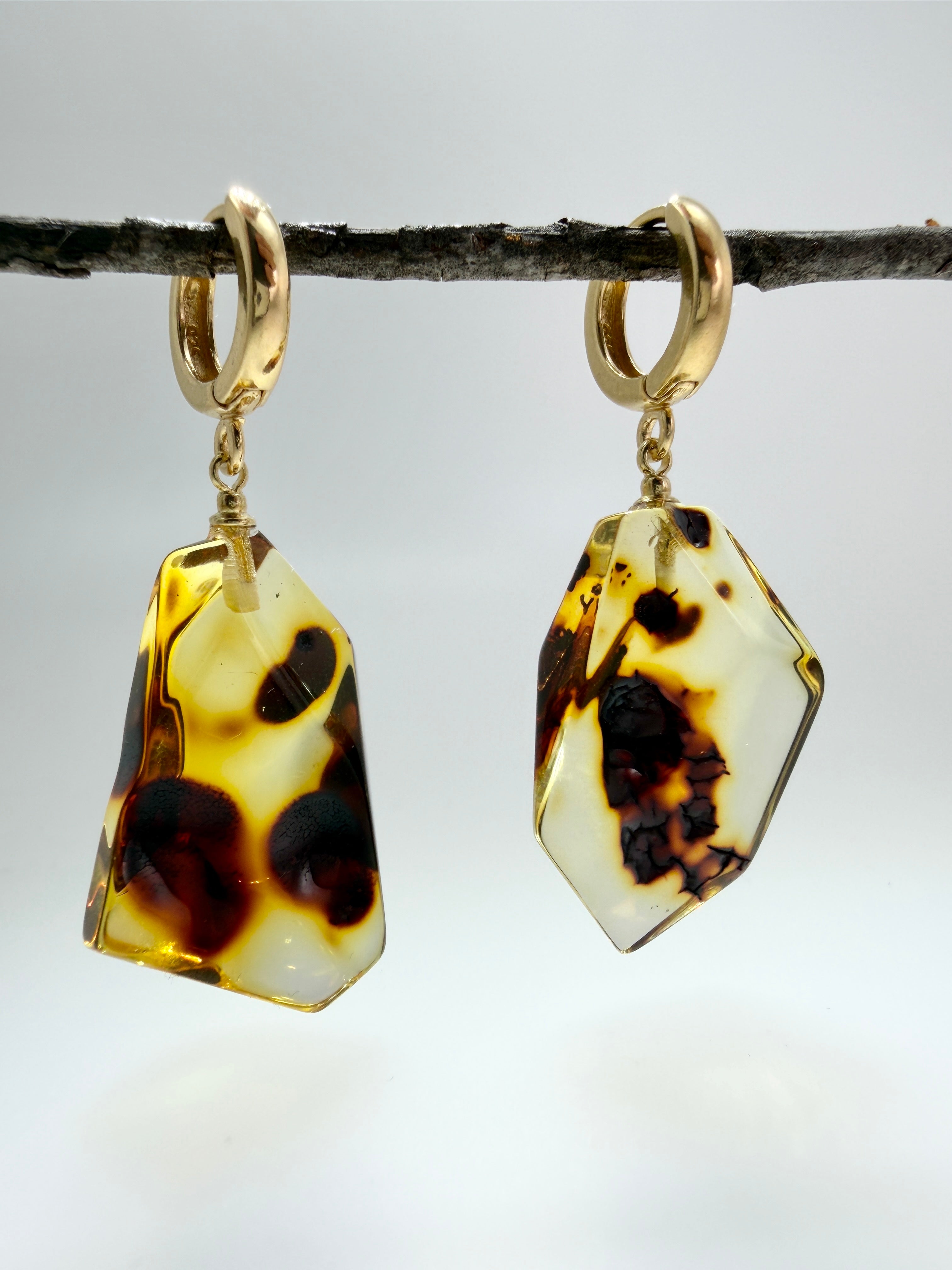 Handmade Sterling Silver & Lemon Baltic Amber Drop Earrings – Secure Gold Plated French Clasp – Natural Variations – One of a Kind