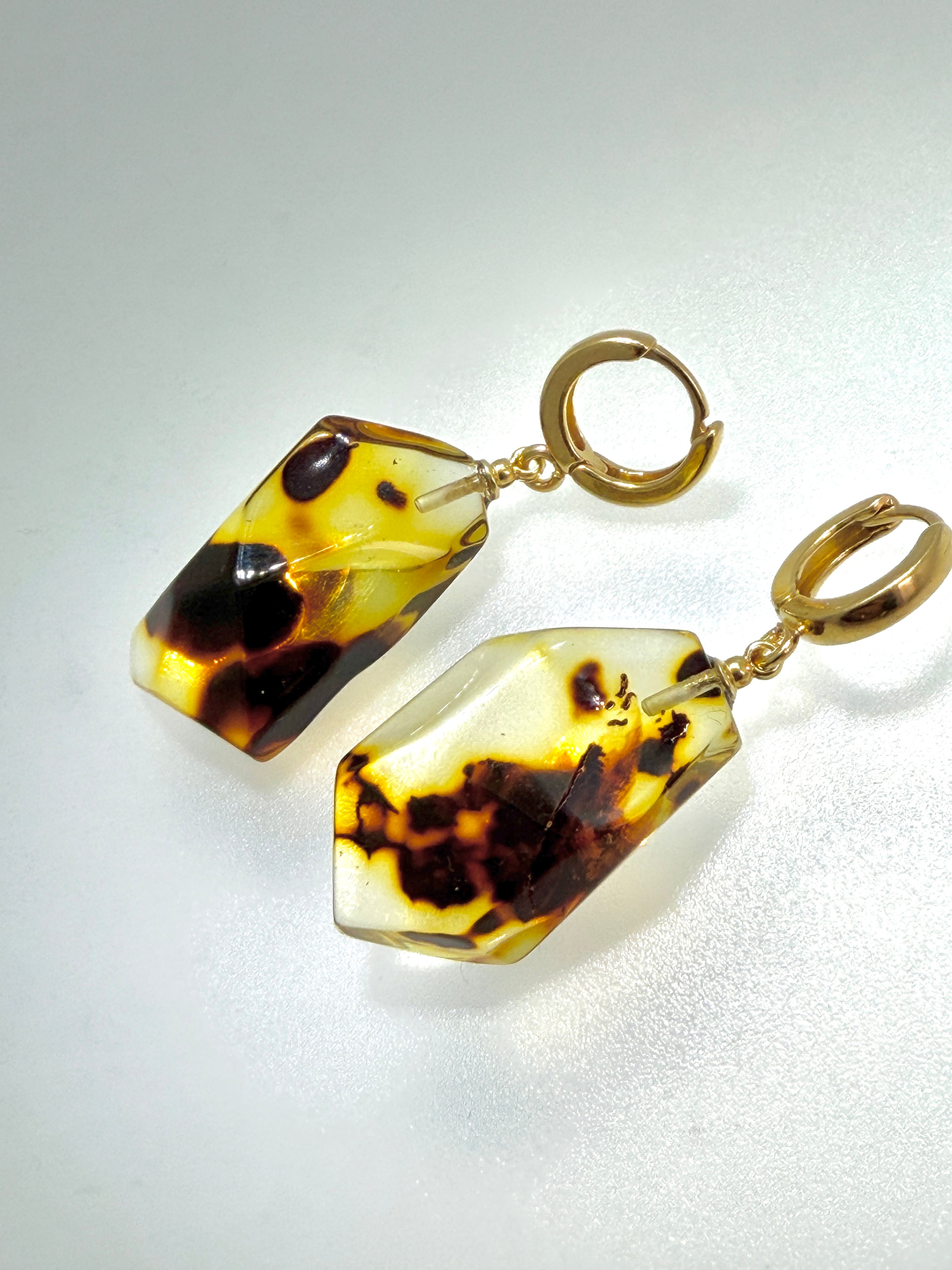 Handmade Sterling Silver & Lemon Baltic Amber Drop Earrings – Secure Gold Plated French Clasp – Natural Variations – One of a Kind