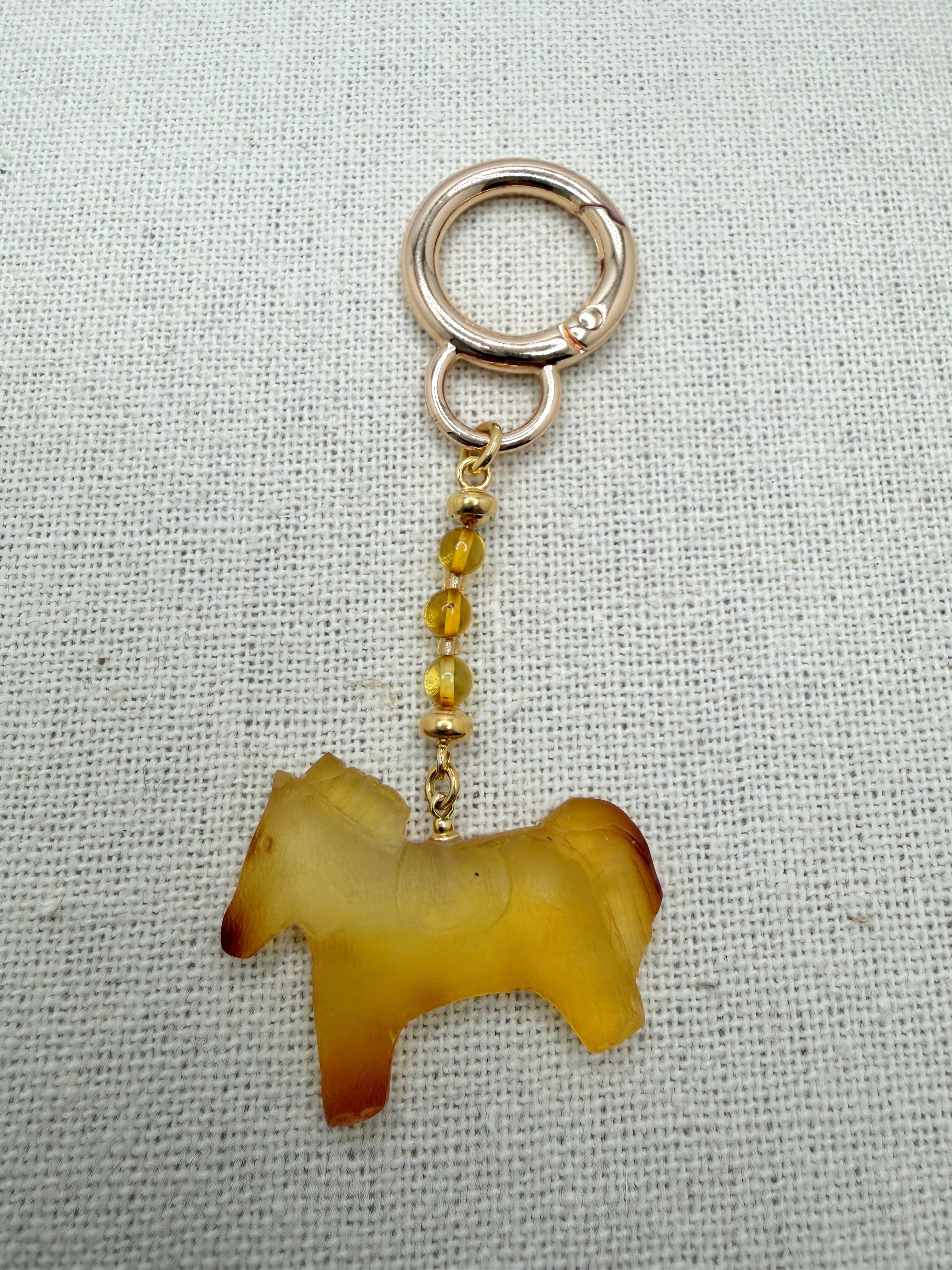 Handmade in Lithuania Genuine Baltic Amber Horse or Dog Purse Charm – Elegant Laser-Cut Accent