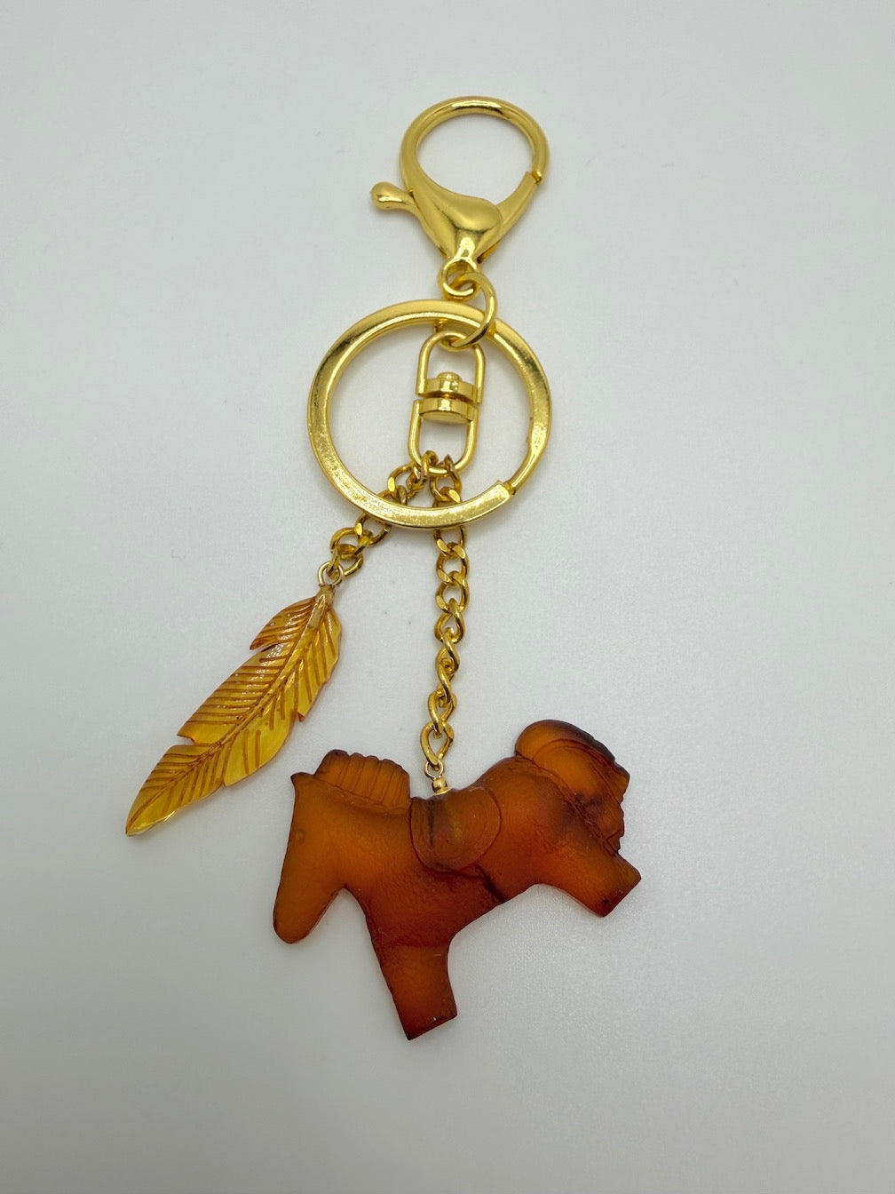 Handmade in Lithuania Genuine Baltic Amber Horse and Leaf Purse Charm – Elegant Laser-Cut Accent