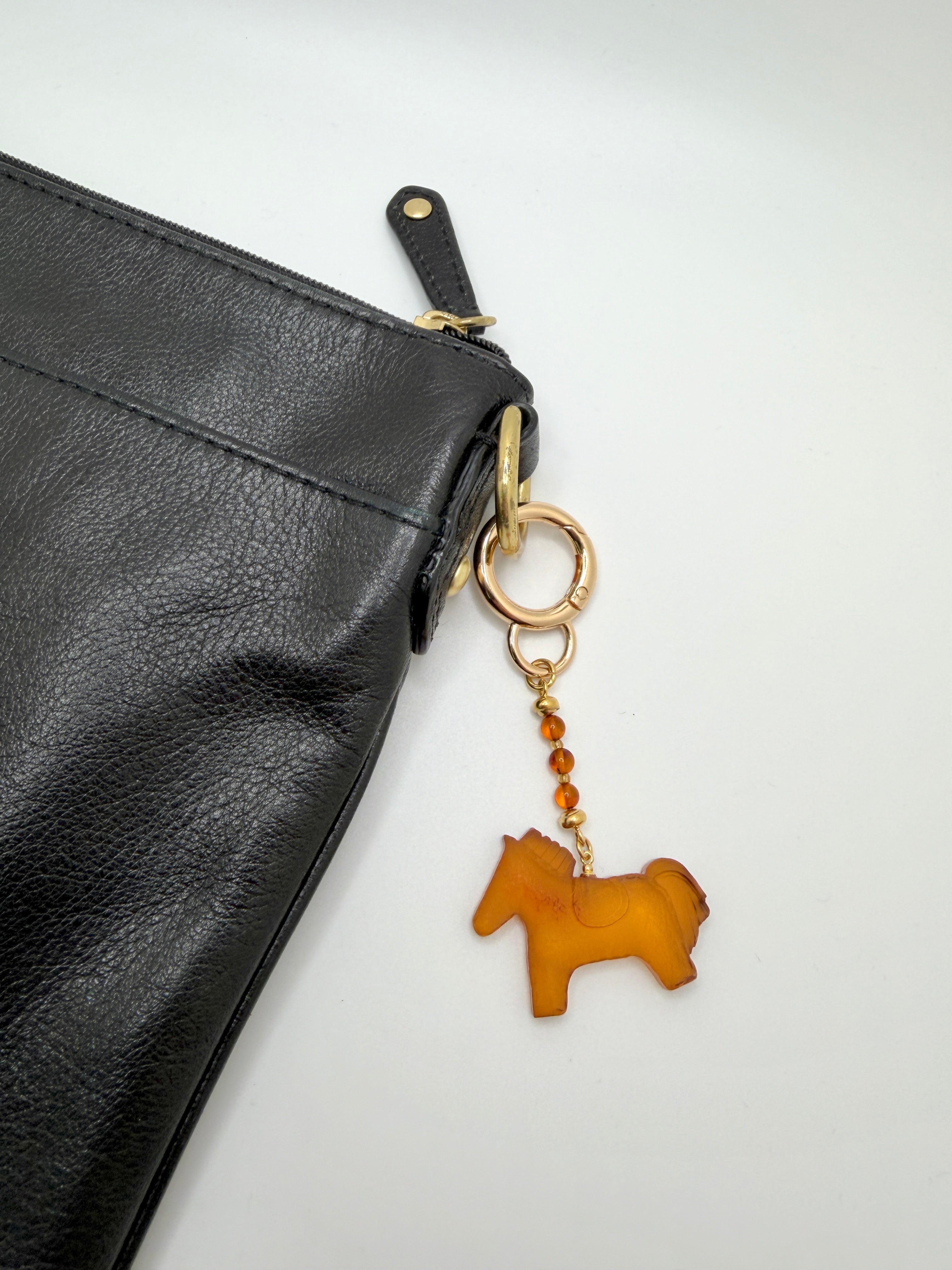 Handmade in Lithuania Genuine Baltic Amber Horse or Dog Purse Charm – Elegant Laser-Cut Accent