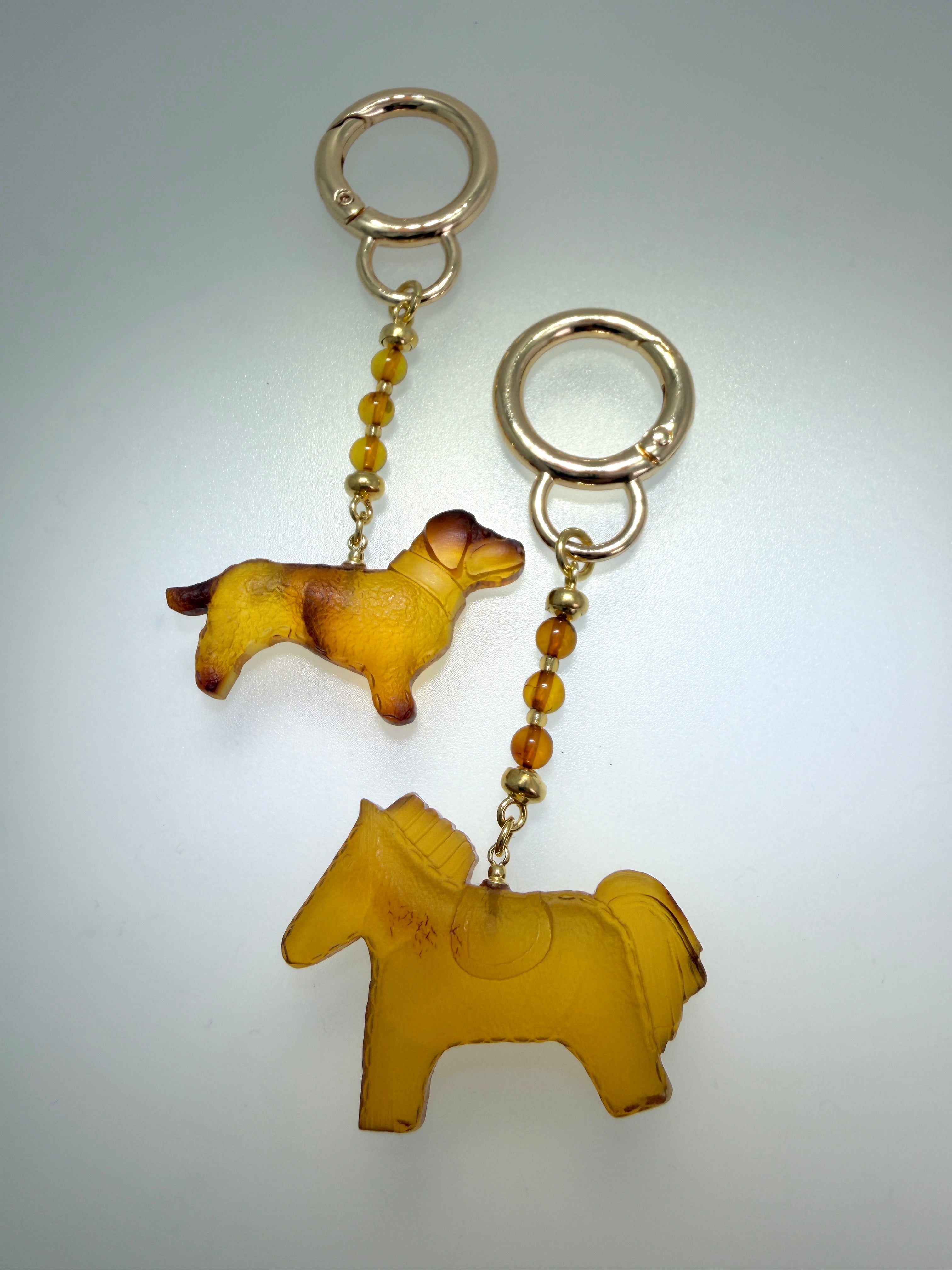 Handmade in Lithuania Genuine Baltic Amber Horse or Dog Purse Charm – Elegant Laser-Cut Accent