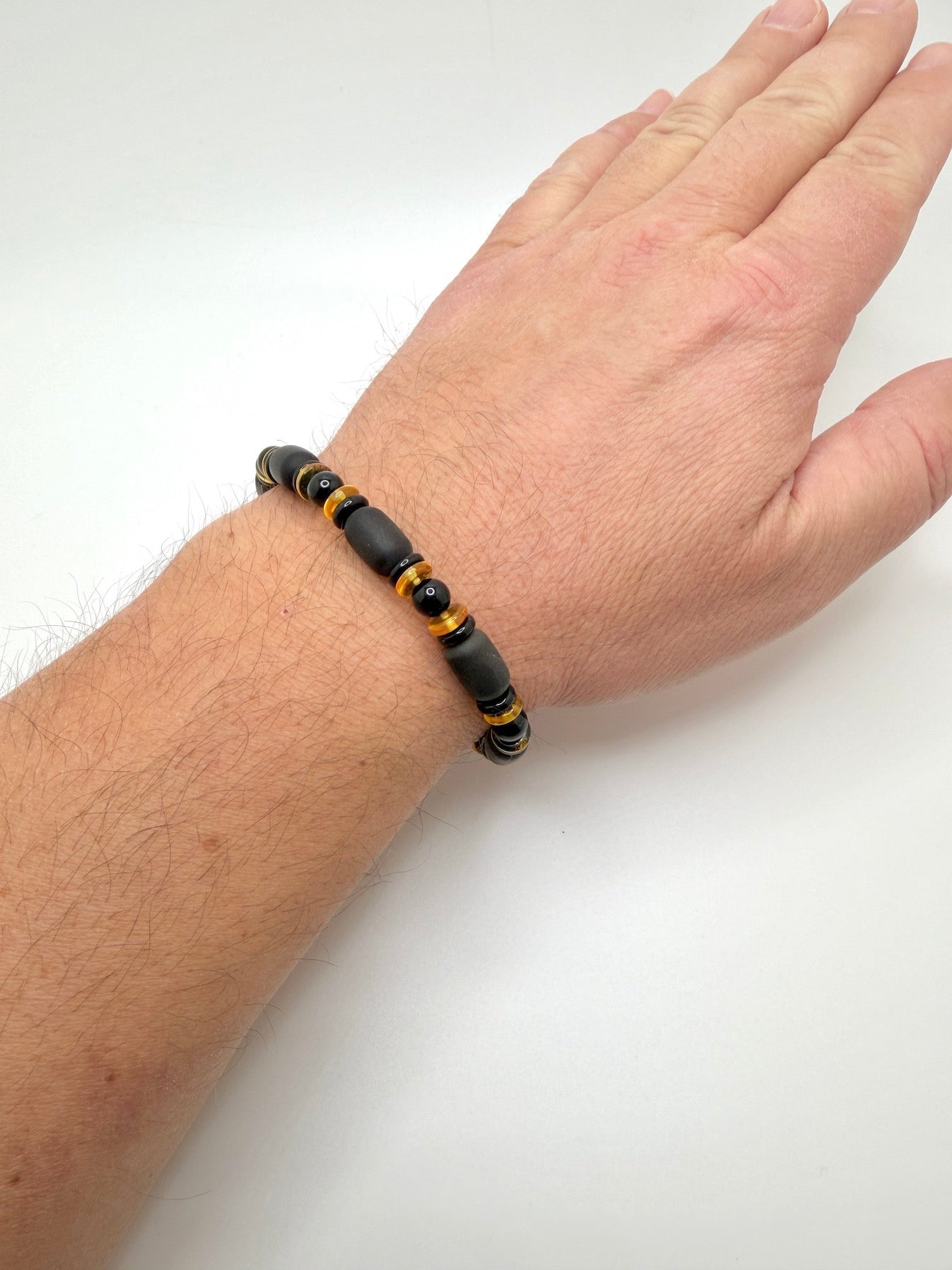 Genuine Baltic Amber Men’s or Unisex Bead Necklace – Bold Dark Cherry Amber with Lemon Accents