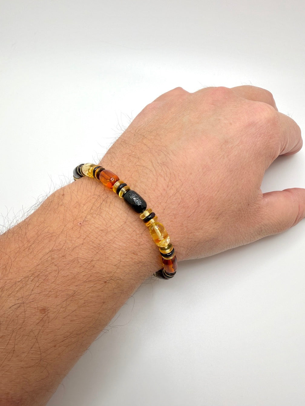 Genuine Baltic Amber Men’s or Unisex Bead Necklace – Multicolor Cherry, Cognac & Lemon