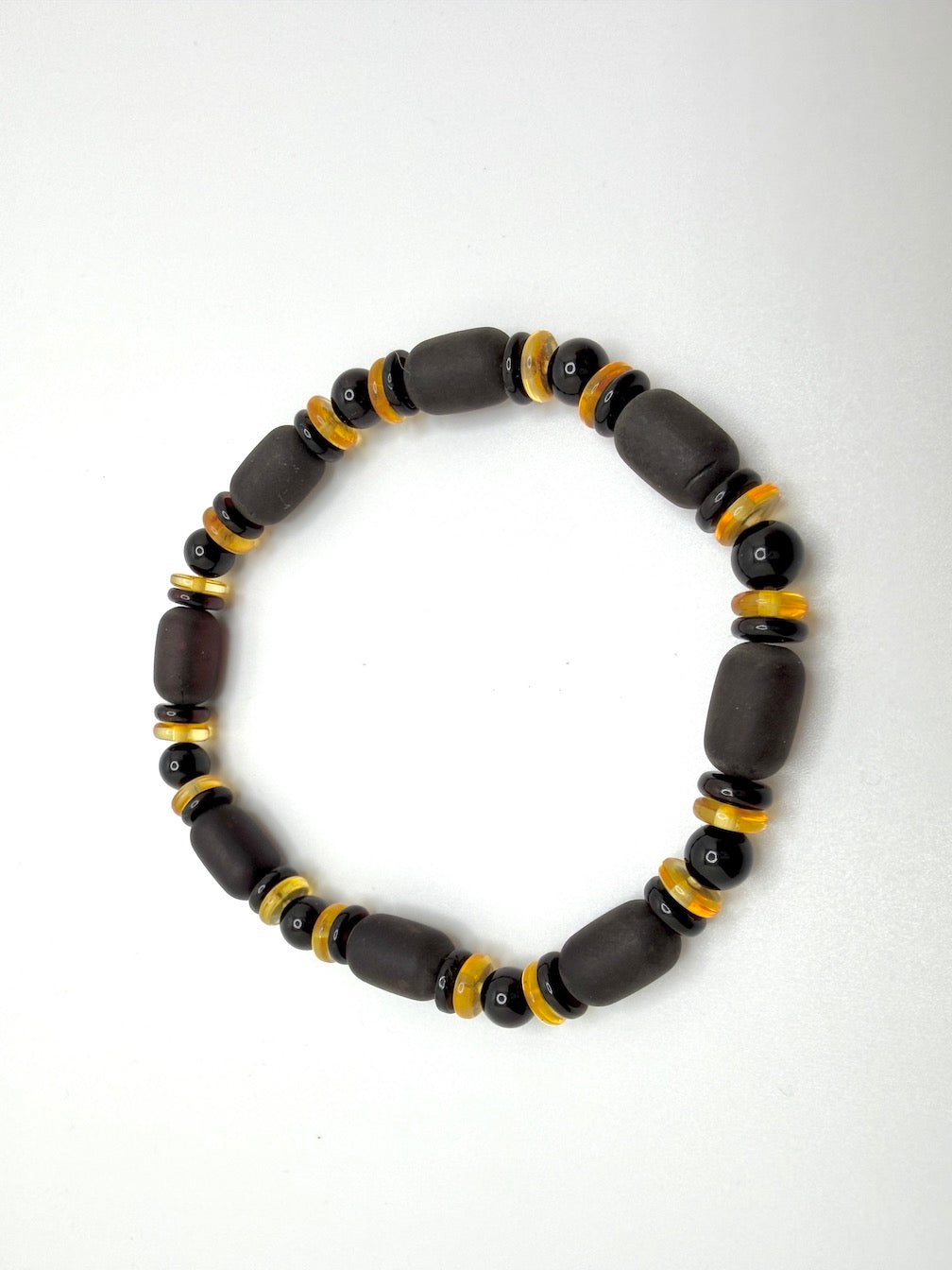 Genuine Baltic Amber Men’s or Unisex Bead Necklace – Bold Dark Cherry Amber with Lemon Accents