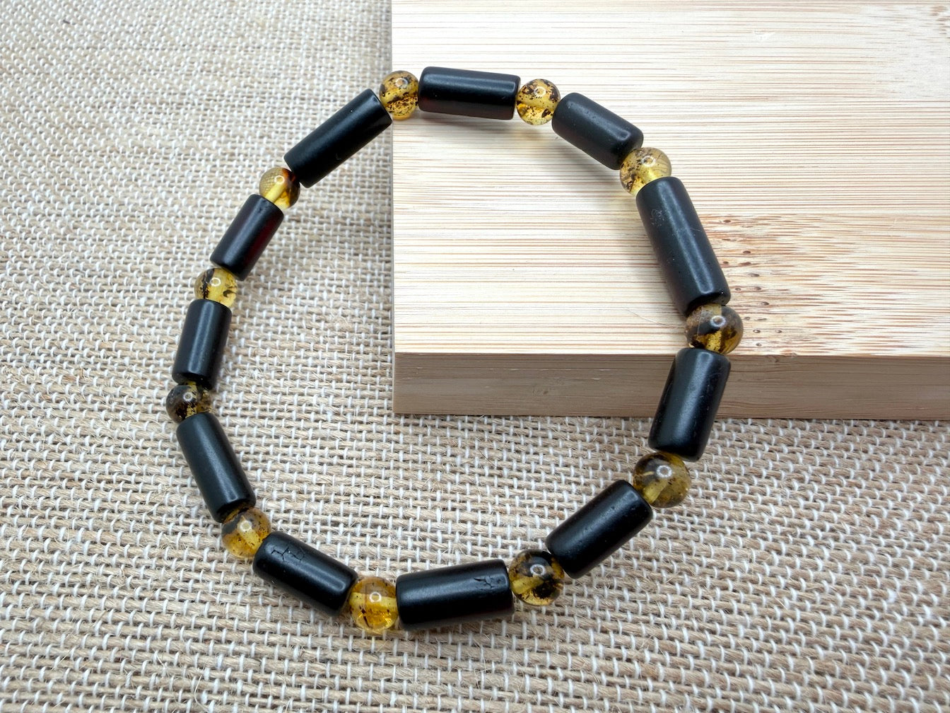 Handmade in Lithuania – Genuine Baltic Amber Stretch Bracelets for Men