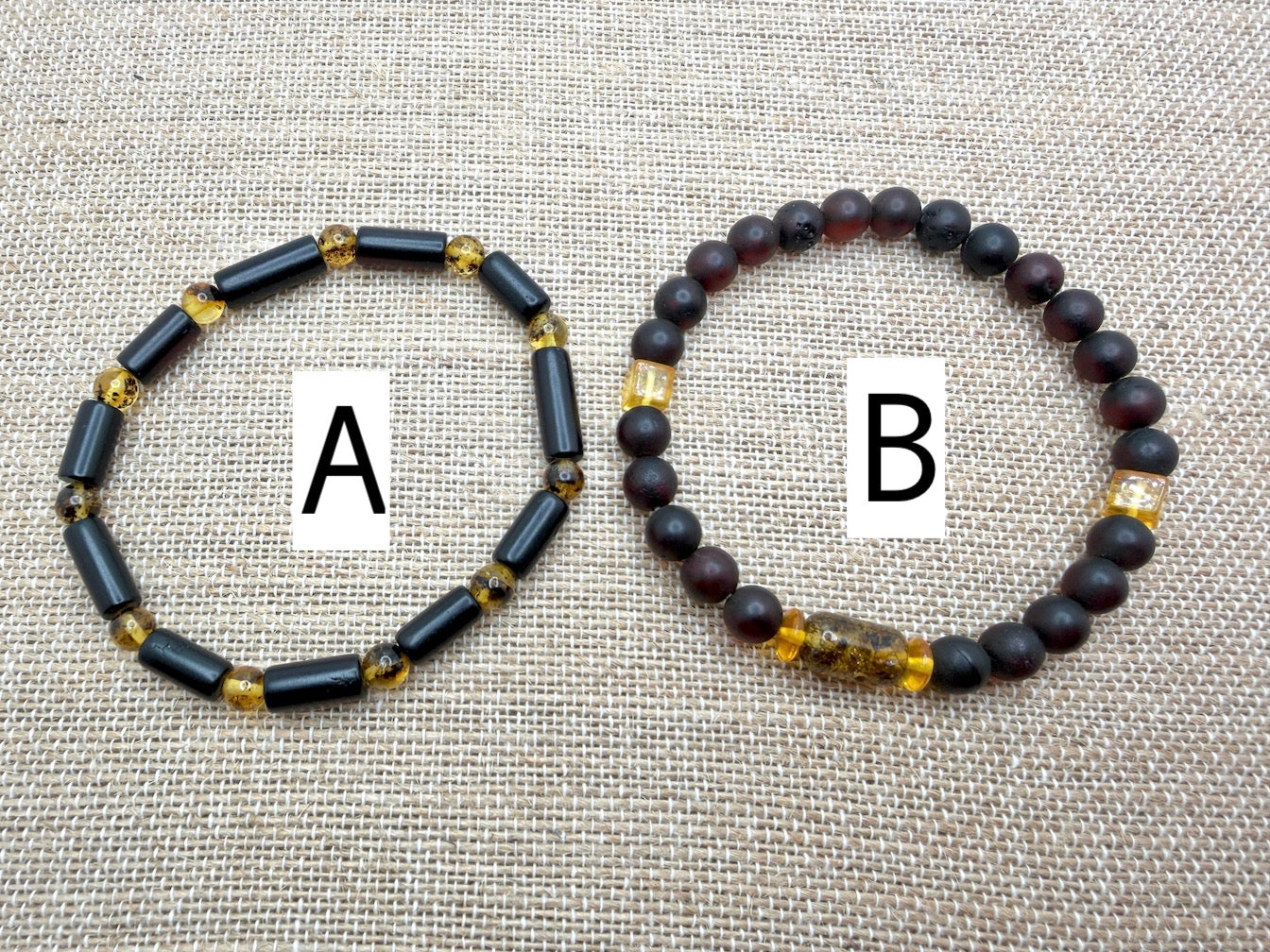 Handmade in Lithuania – Genuine Baltic Amber Stretch Bracelets for Men