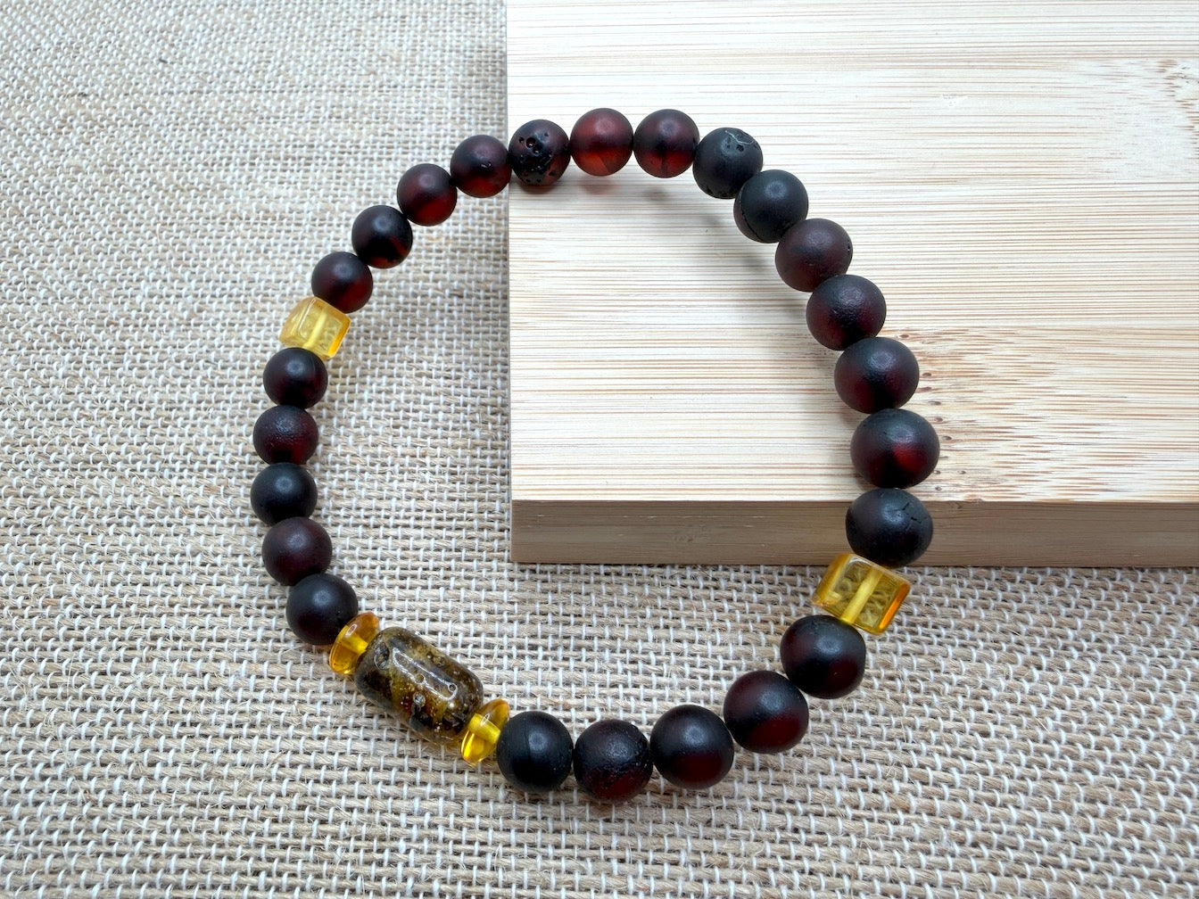 Handmade in Lithuania – Genuine Baltic Amber Stretch Bracelets for Men