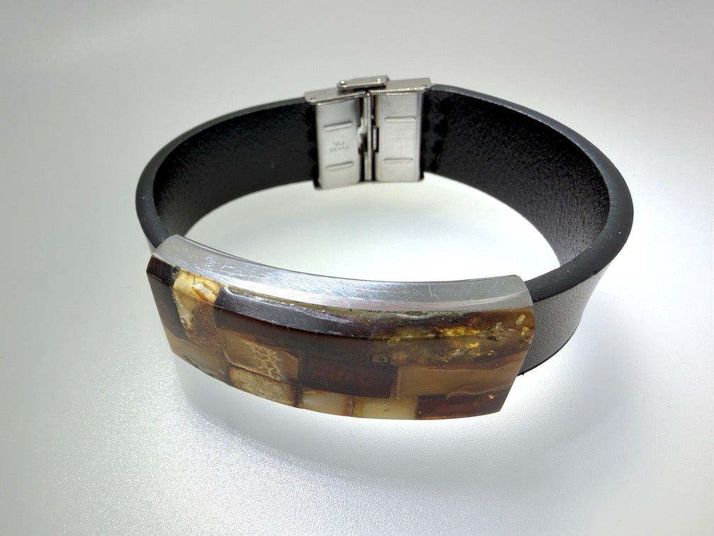Handmade in Lithuania – Genuine Baltic Amber, Leather & Stainless Steel Men’s Bracelets