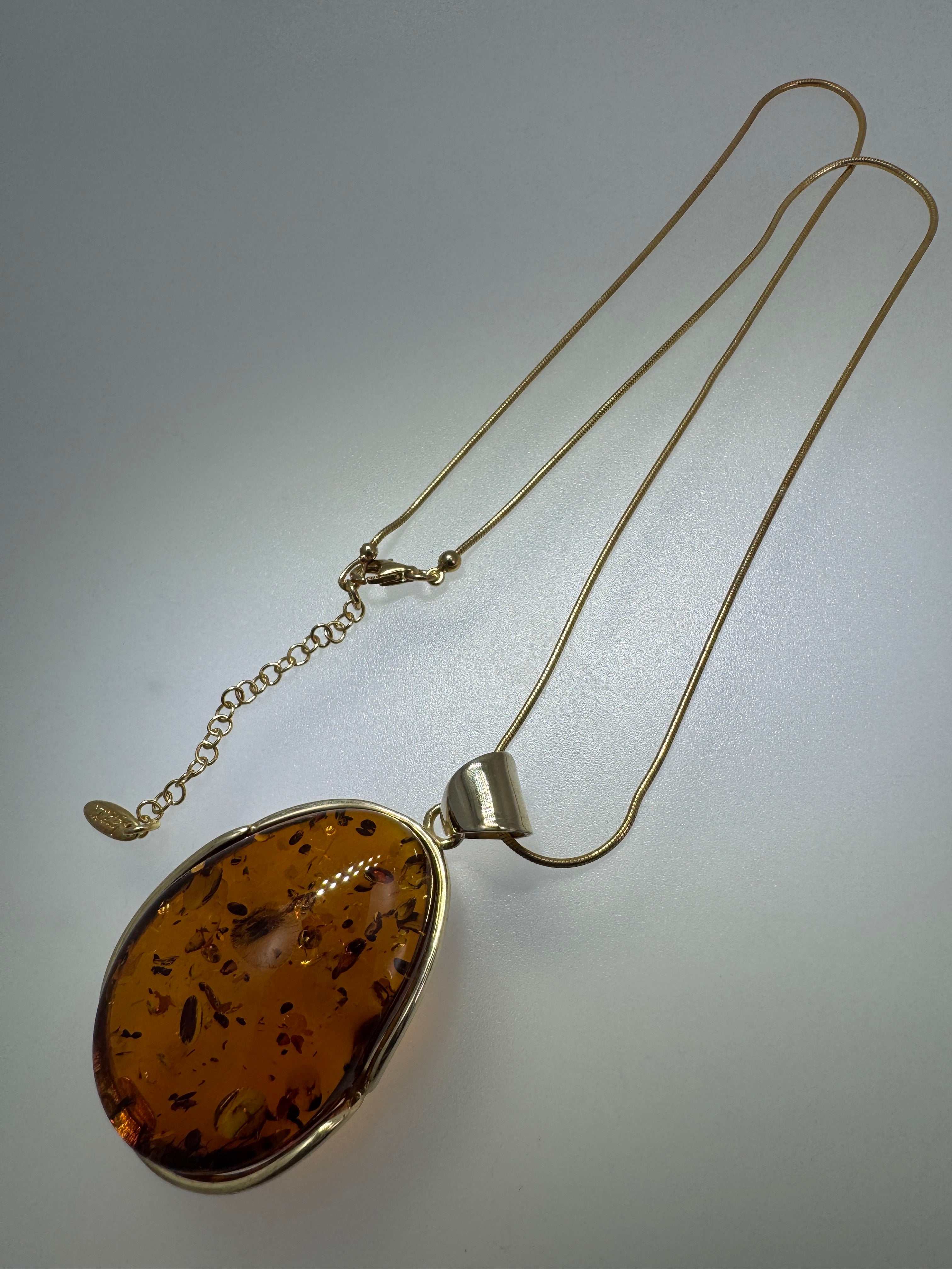 Handmade in Poland Gold Plated Sterling Silver Honey Baltic Amber Ombre Pendant Necklace – Genuine Baltic Amber Jewelry