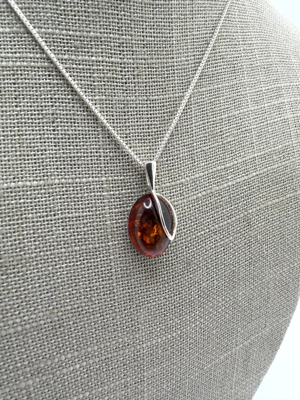 Handmade in Poland Sterling Silver & Genuine Baltic Amber Necklace