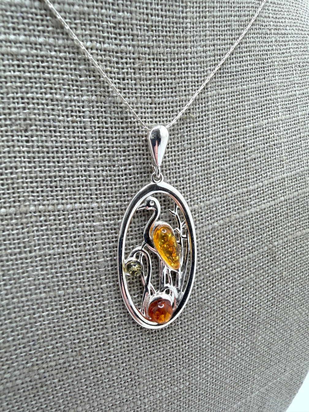 Handmade in Poland Sterling Silver & Genuine Baltic Amber Necklace