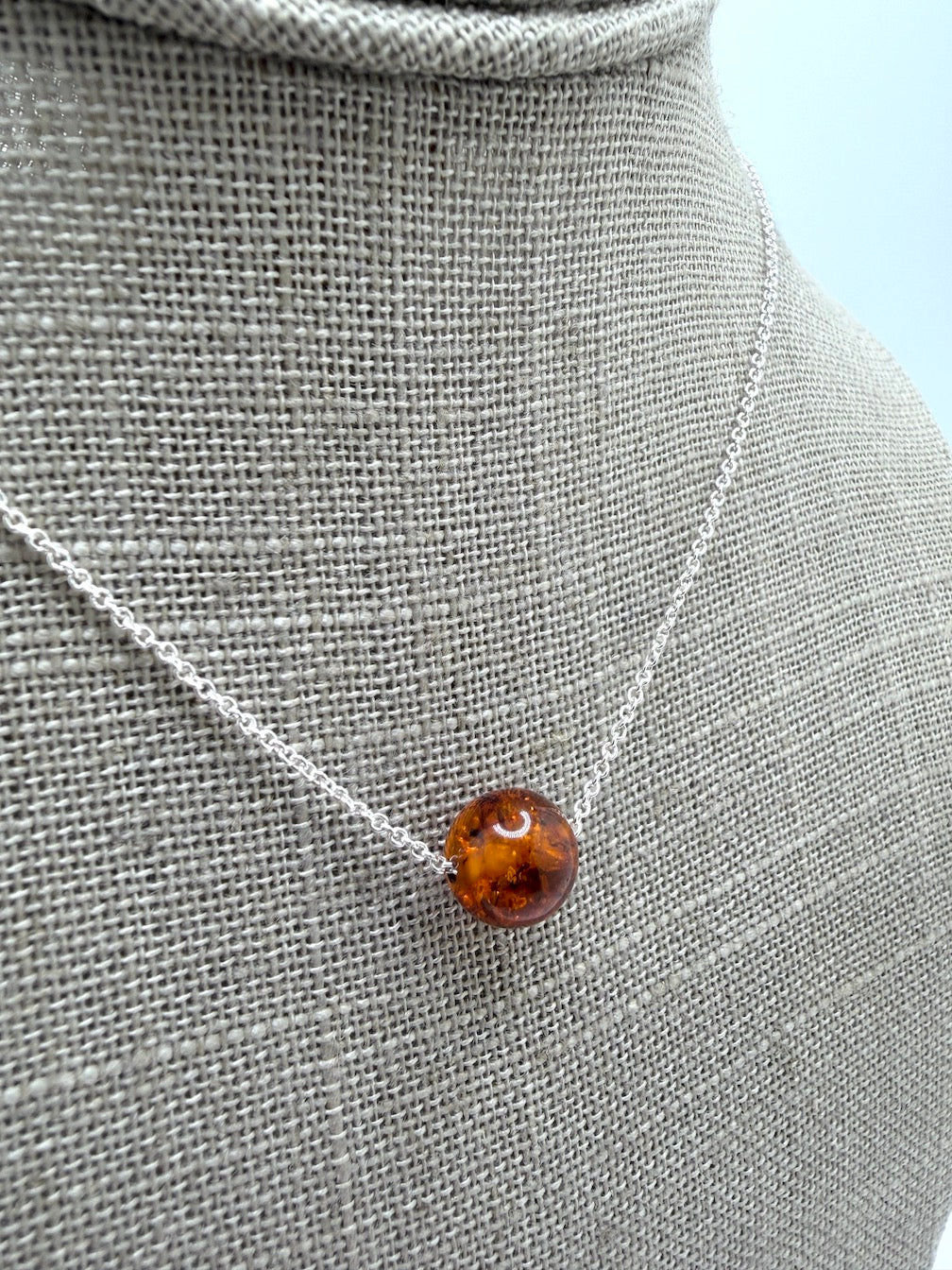 Handmade in Poland Sterling Silver & Genuine Baltic Amber Necklace
