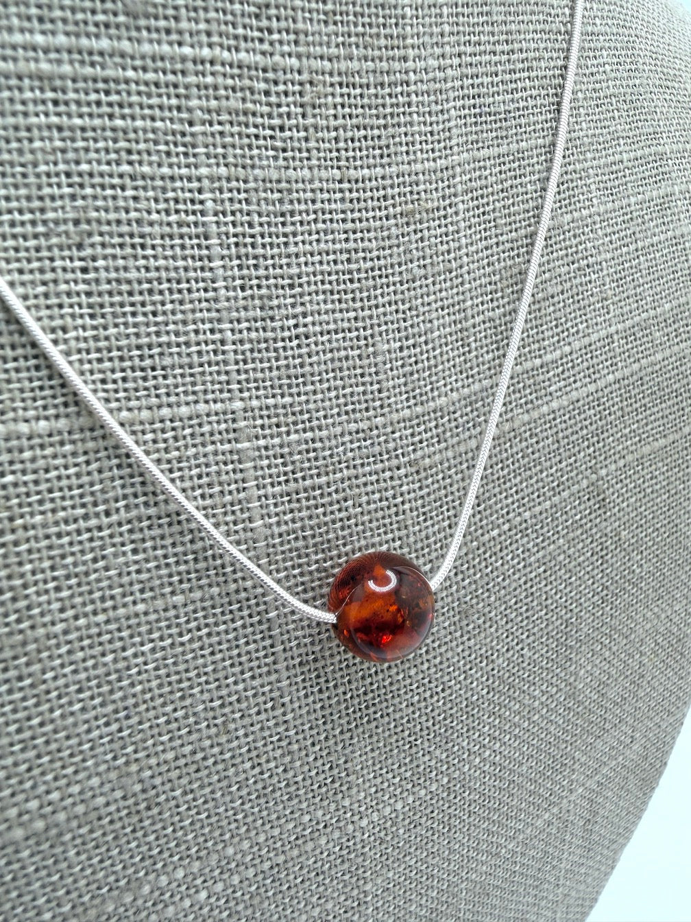 Handmade in Poland Sterling Silver & Genuine Baltic Amber Necklace