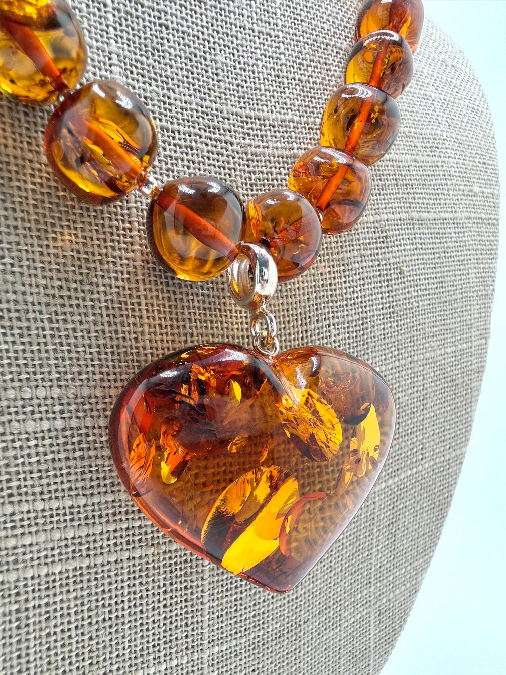Heart of Amber One of a Kind Statement Bead Necklace