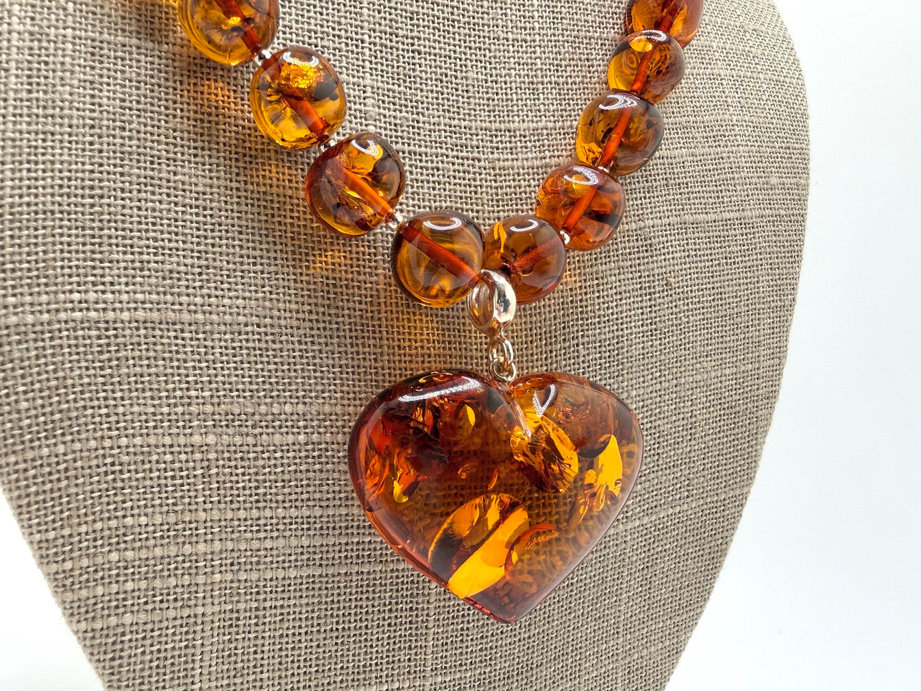 Heart of Amber One of a Kind Statement Bead Necklace