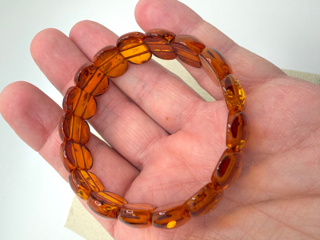 Honey Baltic Amber stretch statement bracelet