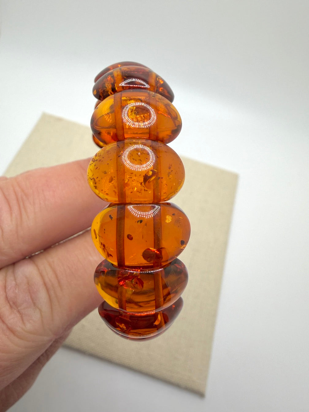Honey Baltic Amber stretch statement bracelet