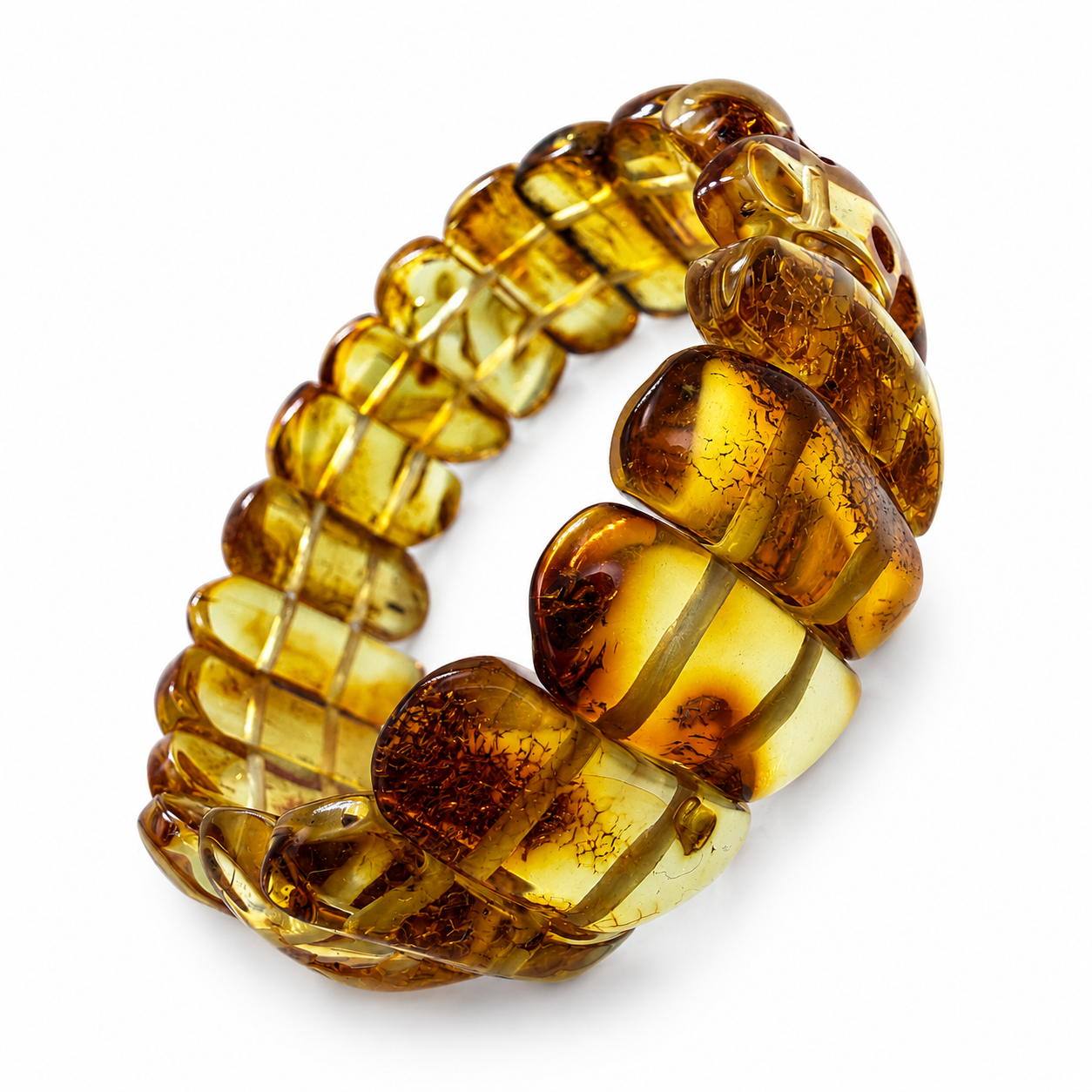 Honey Cognac Baltic Amber stretch statement bracelet