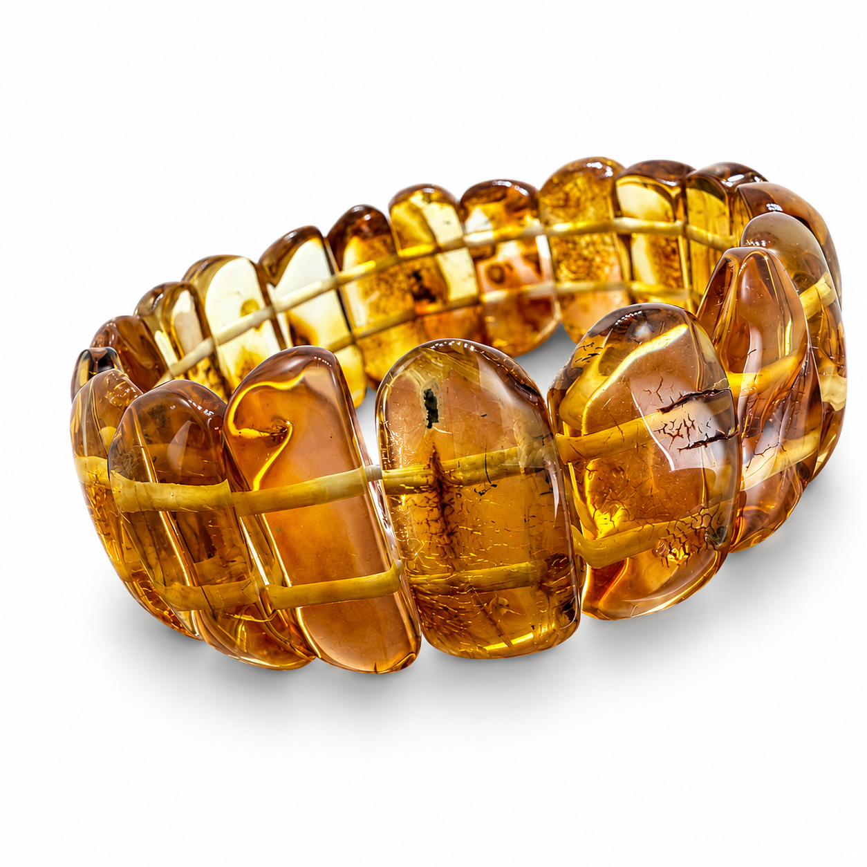 Honey Cognac Baltic Amber stretch statement bracelet