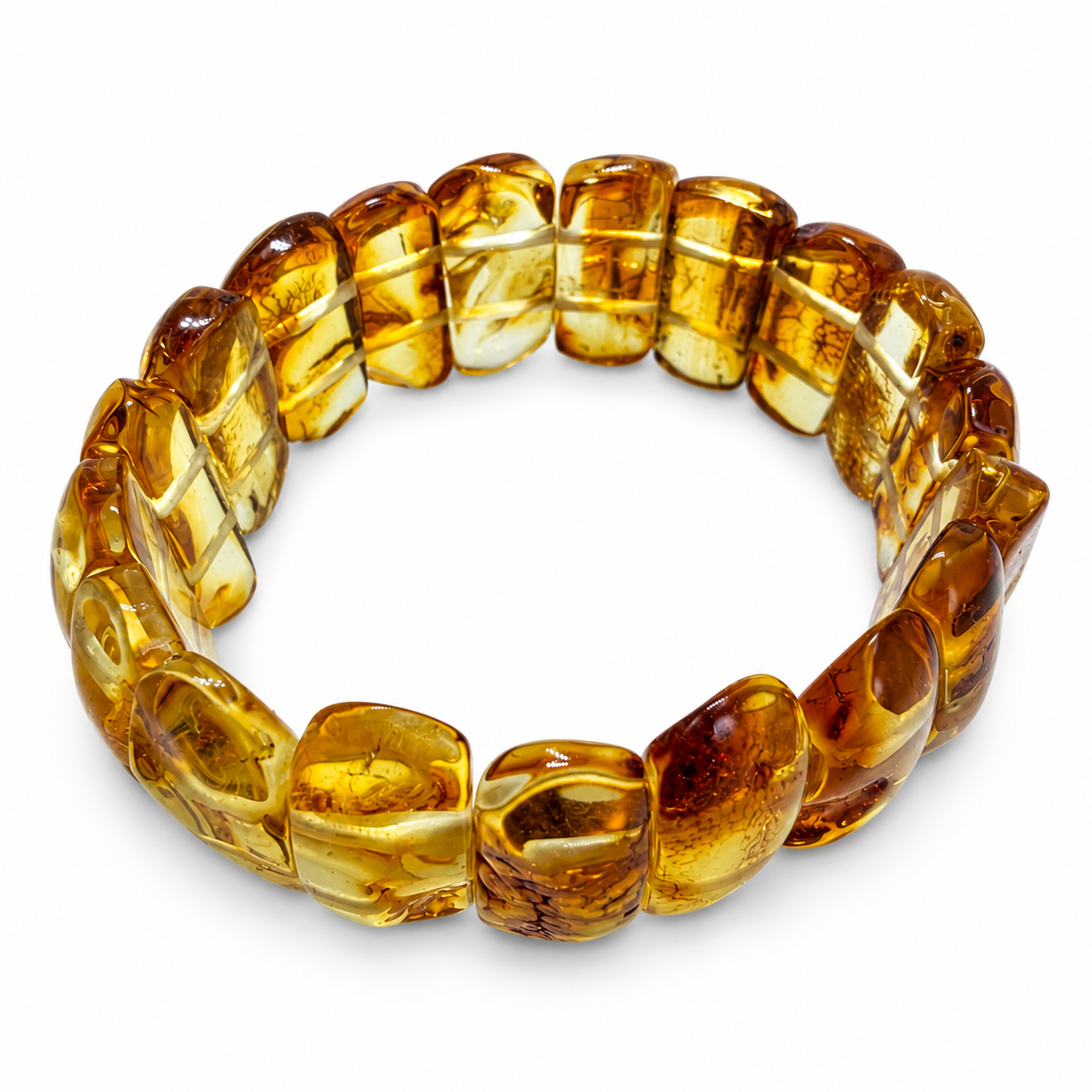 Honey Cognac Baltic Amber stretch statement bracelet