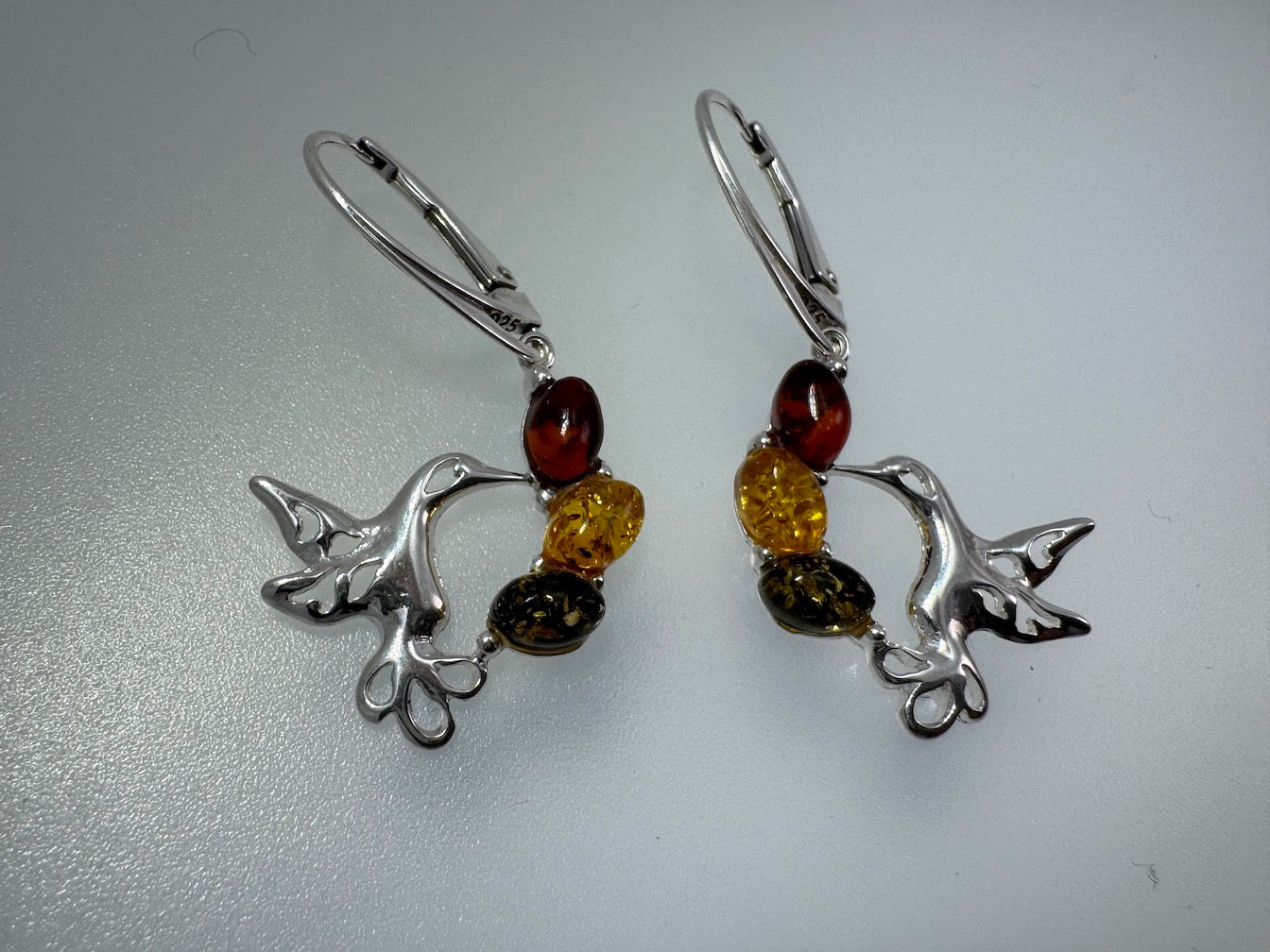 Hummingbird Baltic Amber Earrings