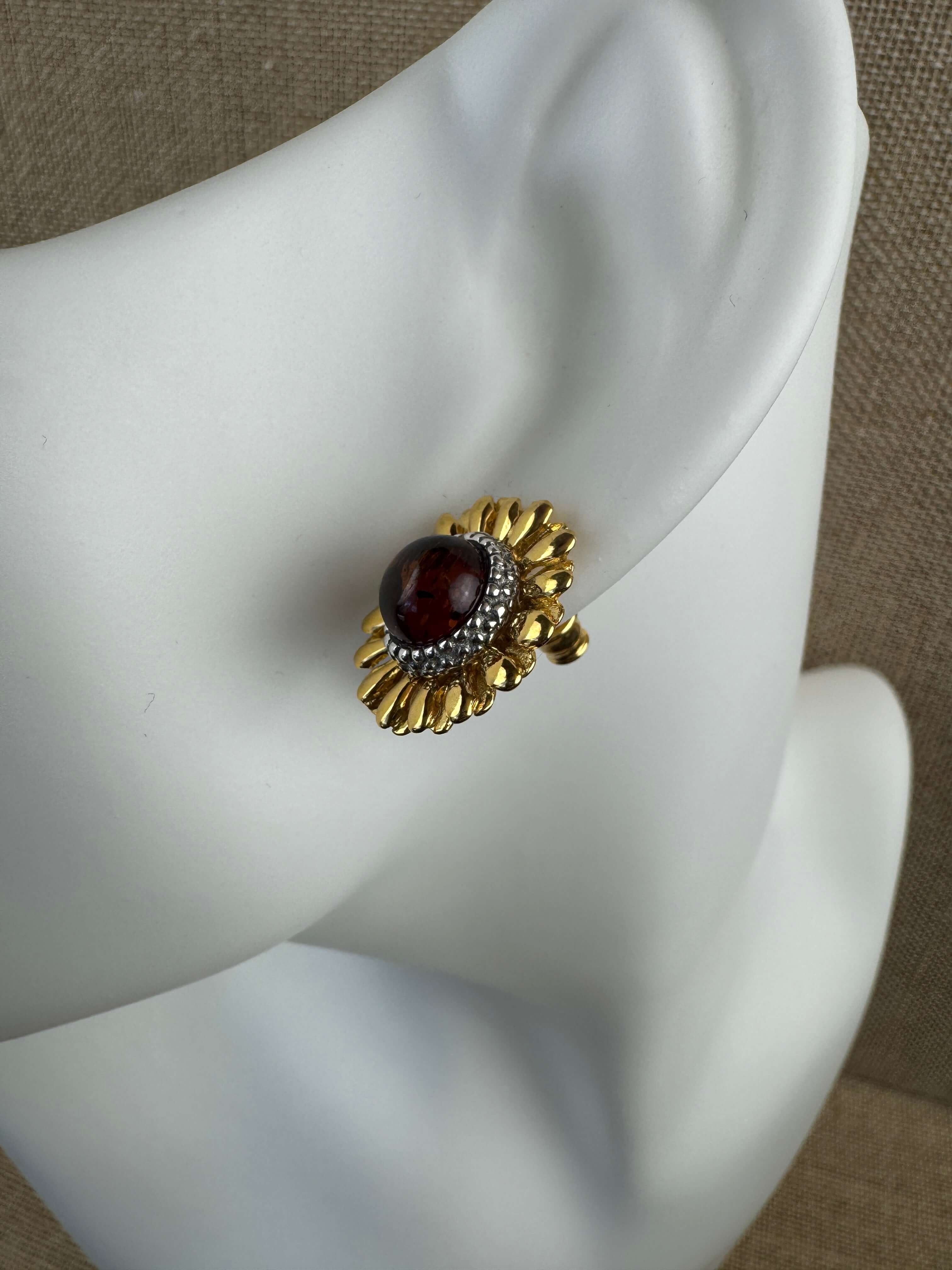 Handmade Sterling Silver Baltic Amber Sunflower Earrings – Pick Your Style - Leverback, English Lock or Post - Matching Set Available